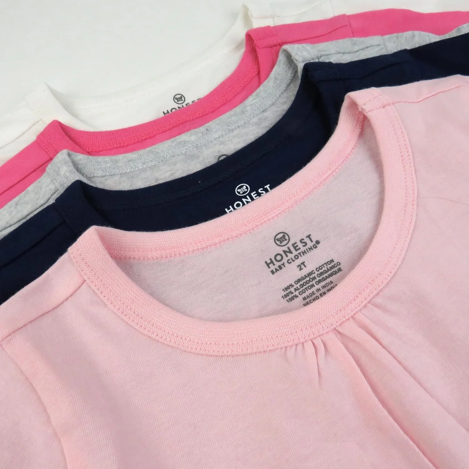 ست تی شرت آستین بلند 5 عددی HonestBaby با چین جلویی، 100% پنبه ارگانیک برای نوزادان و دختران نوپا