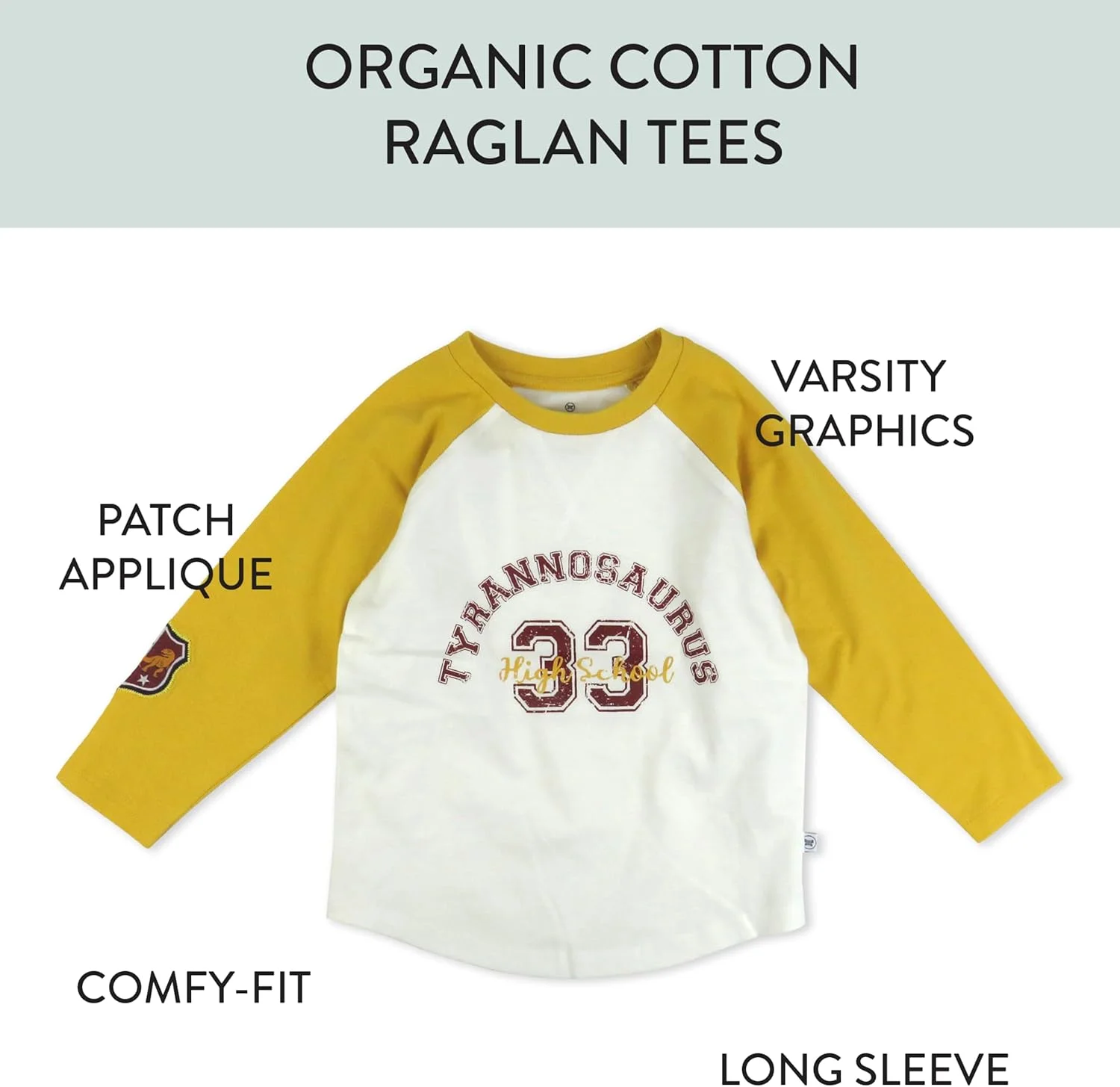 تی شرت آستین بلند بیسبالی سه عددی HonestBaby، 100% پنبه ارگانیک برای نوزاد و کودک پسر