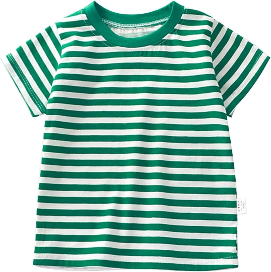 تی‌شرت آستین کوتاه راه راه رنگی بچگانه مناسب پسران و دختران، تی‌شرت یقه گرد غیررسمی و شیک