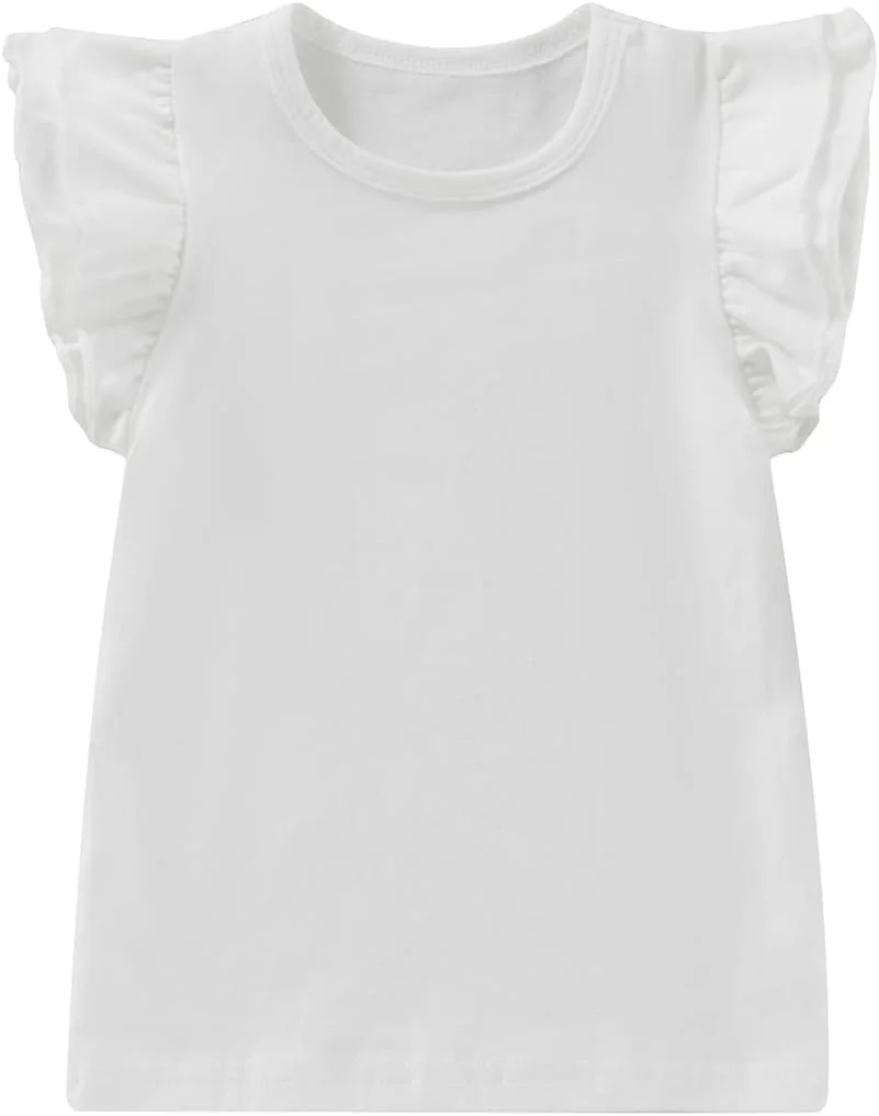 تی شرت آستین دار نوزادی دخترانه، پنبه ای، رنگ ثابت، یقه گرد، تی شرت های گشاد، لباس های تابستانی