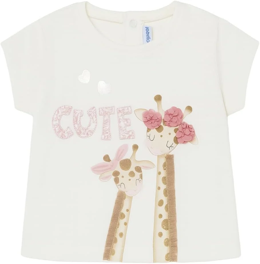 تیشرت دخترانه نوزادی طرح زرافه و نوشته "Cute" تیشرت دخترانه نوزادی طرح زرافه و نوشته "Cute"