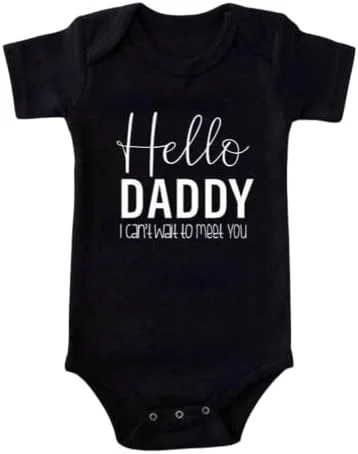 ست لباس خانواده طرح "سلام بابا، برای دیدنت لحظه شماری می کنم" | ۱۰۰٪ پنبه | تیشرت آستین کوتاه | لباس ملاقات اول برای نوزاد پسر یا دختر