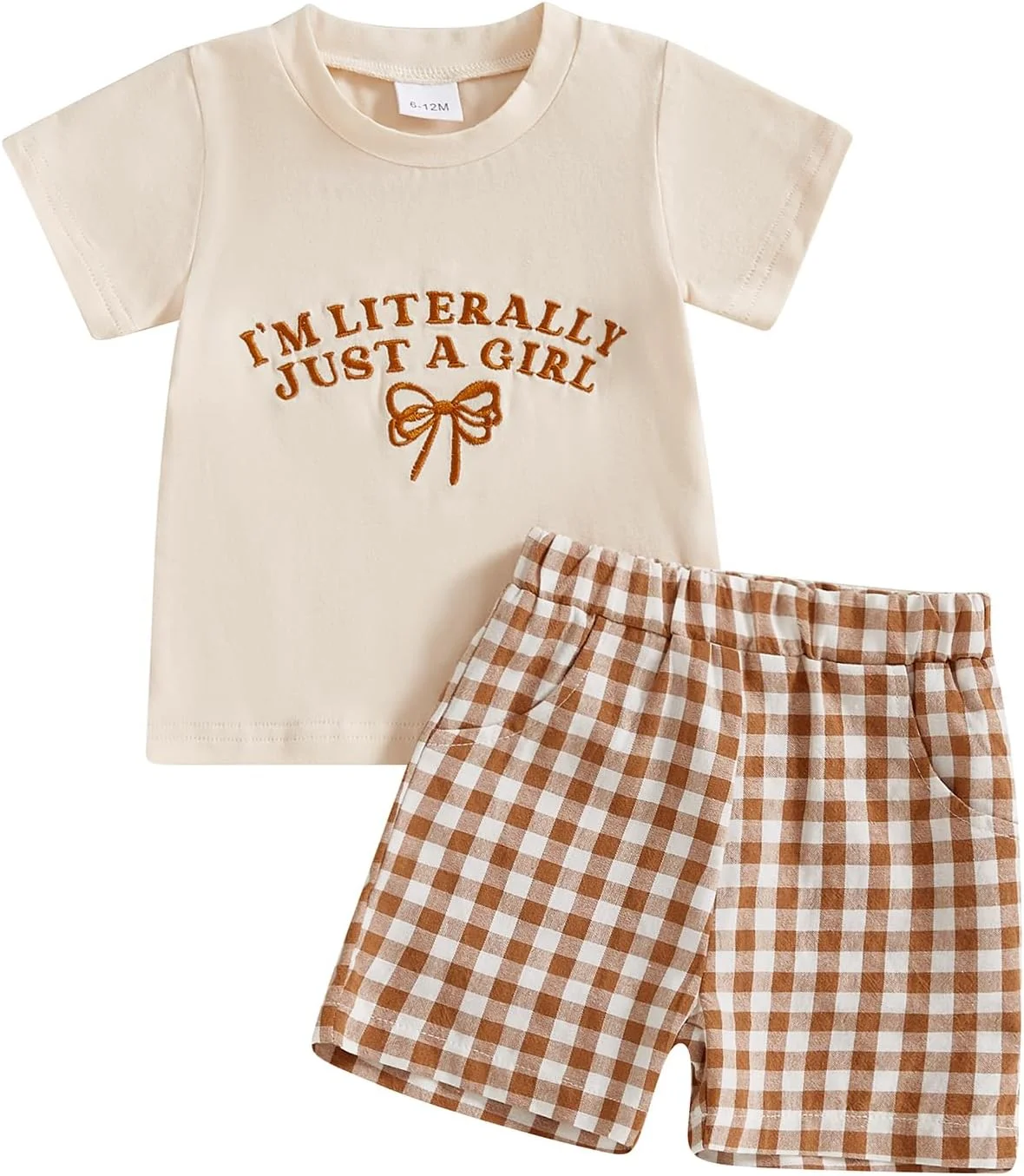 لباس تابستانی دخترانه Hekkomird، تیشرت آستین کوتاه با طرح حروف زیبا، شورت الاستیک، ست لباس تابستانی کودک نوپا
