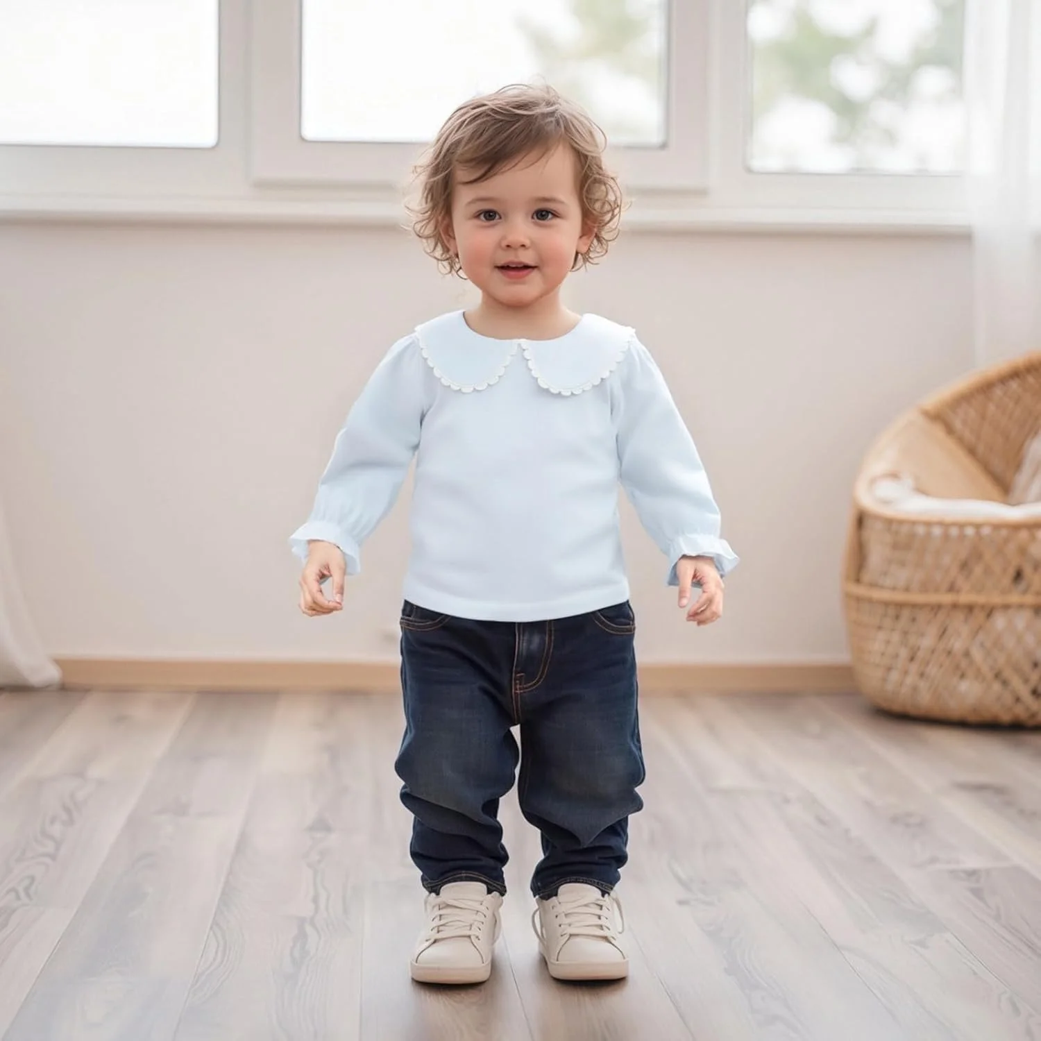 لباس پاییزی دخترانه، تیشرت آستین بلند یقه پیتر پن