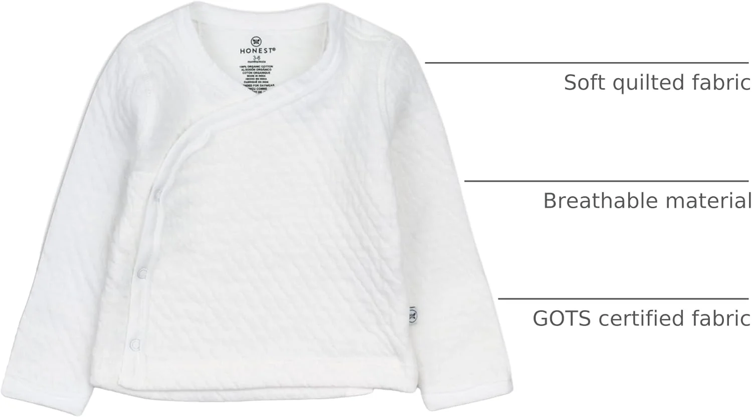 تی شرت کیمونویی دکمه دار دخترانه ارگانیک پنبه ای