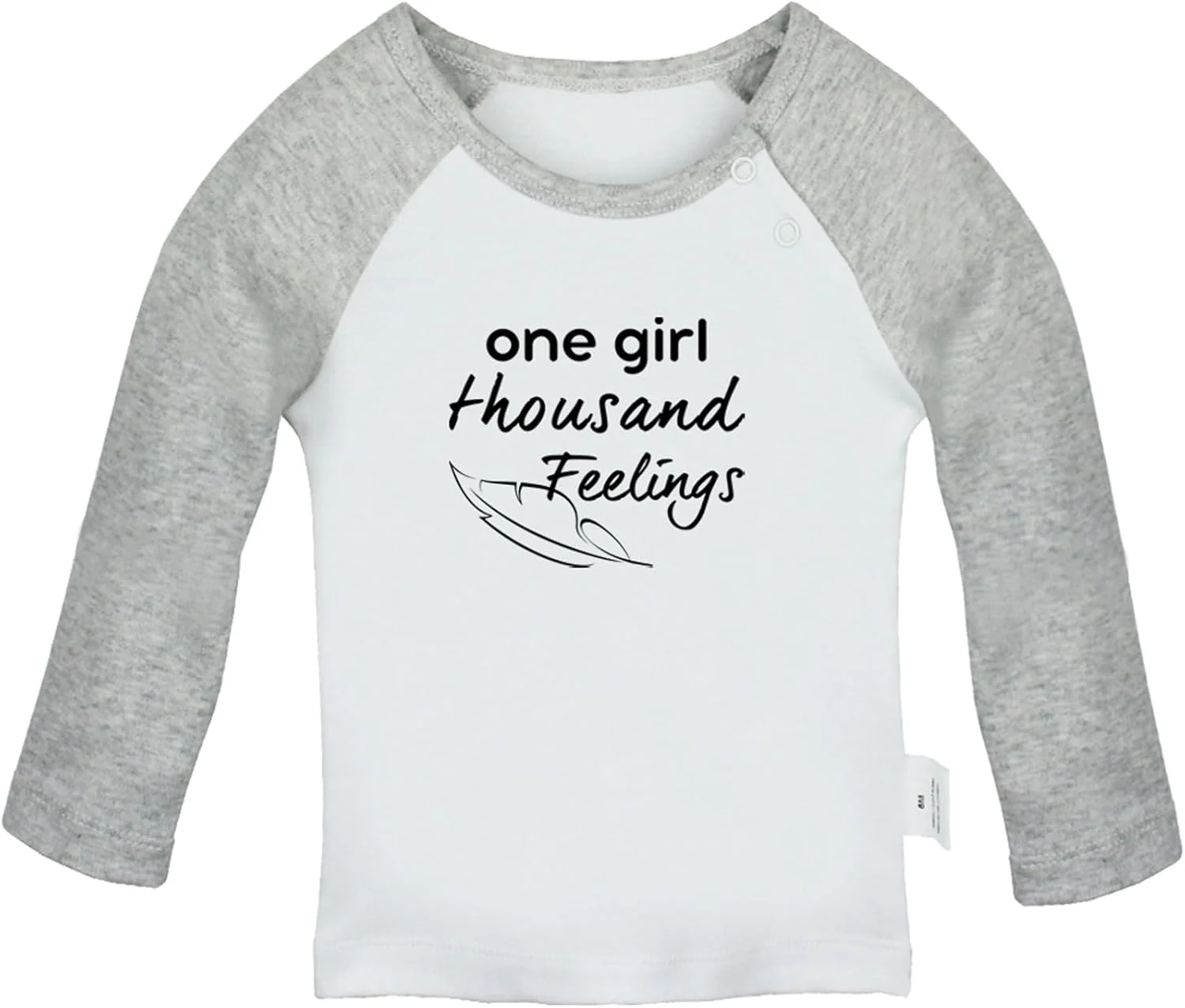 iDzn تی‌شرت‌های خنده‌دار با طرح گرافیکی "یک دختر، هزار احساس"، لباس‌های نوزادی، تاپ‌های نوزاد، لباس‌های پنبه‌ای کودکانه