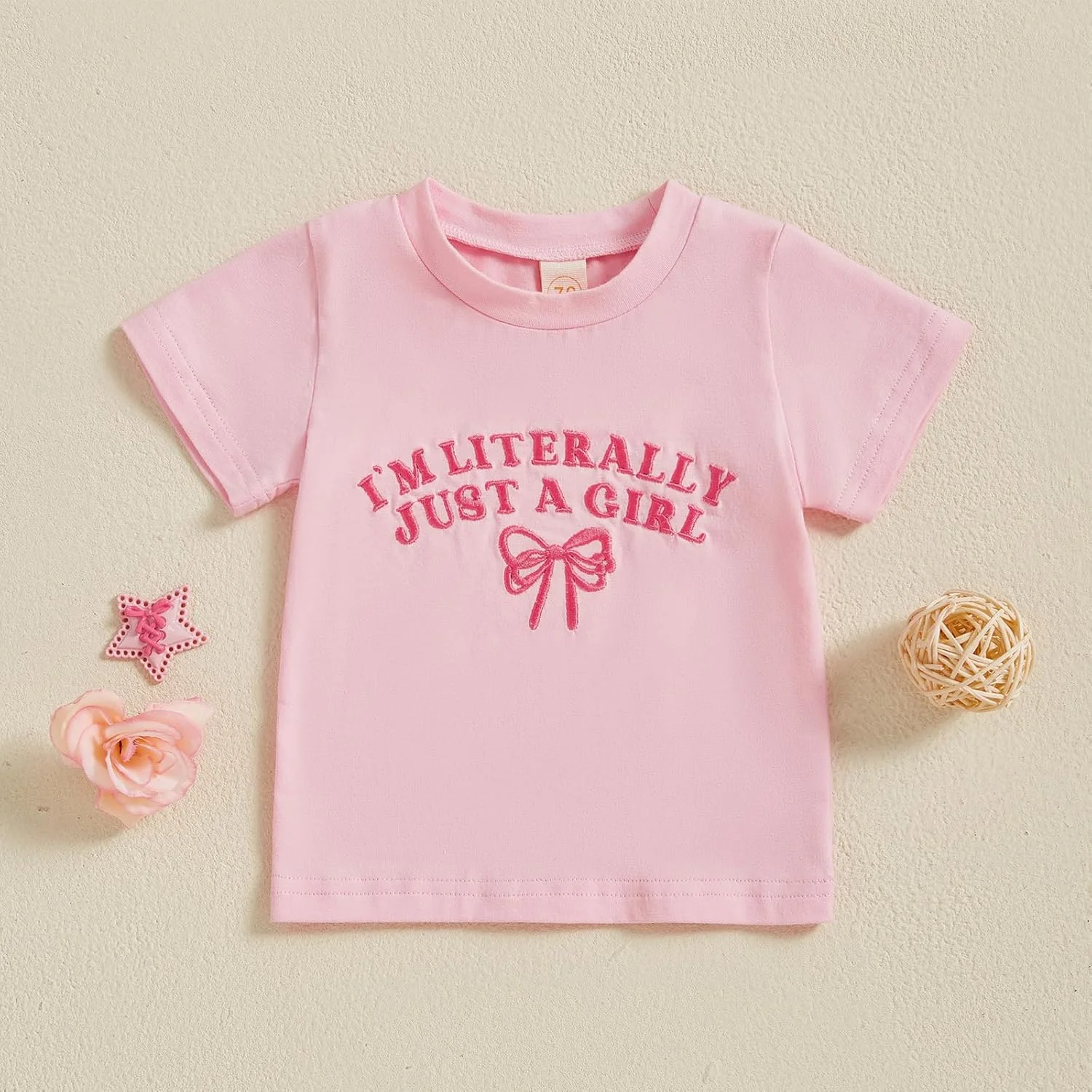 لباس تابستانی دخترانه بچه گانه، تیشرت آستین کوتاه با گلدوزی پاپیون، لباس نوزادی زیبا، تاپ تیشرت خواهر بزرگ