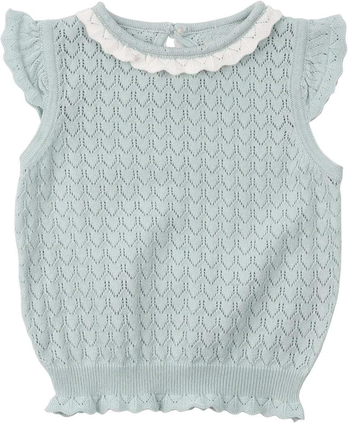 تی‌شرت بافتنی نازک دخترانه HOOLCHEAN با آستین‌های پروانه‌ای و طرح چین‌دار مناسب بهار و تابستان