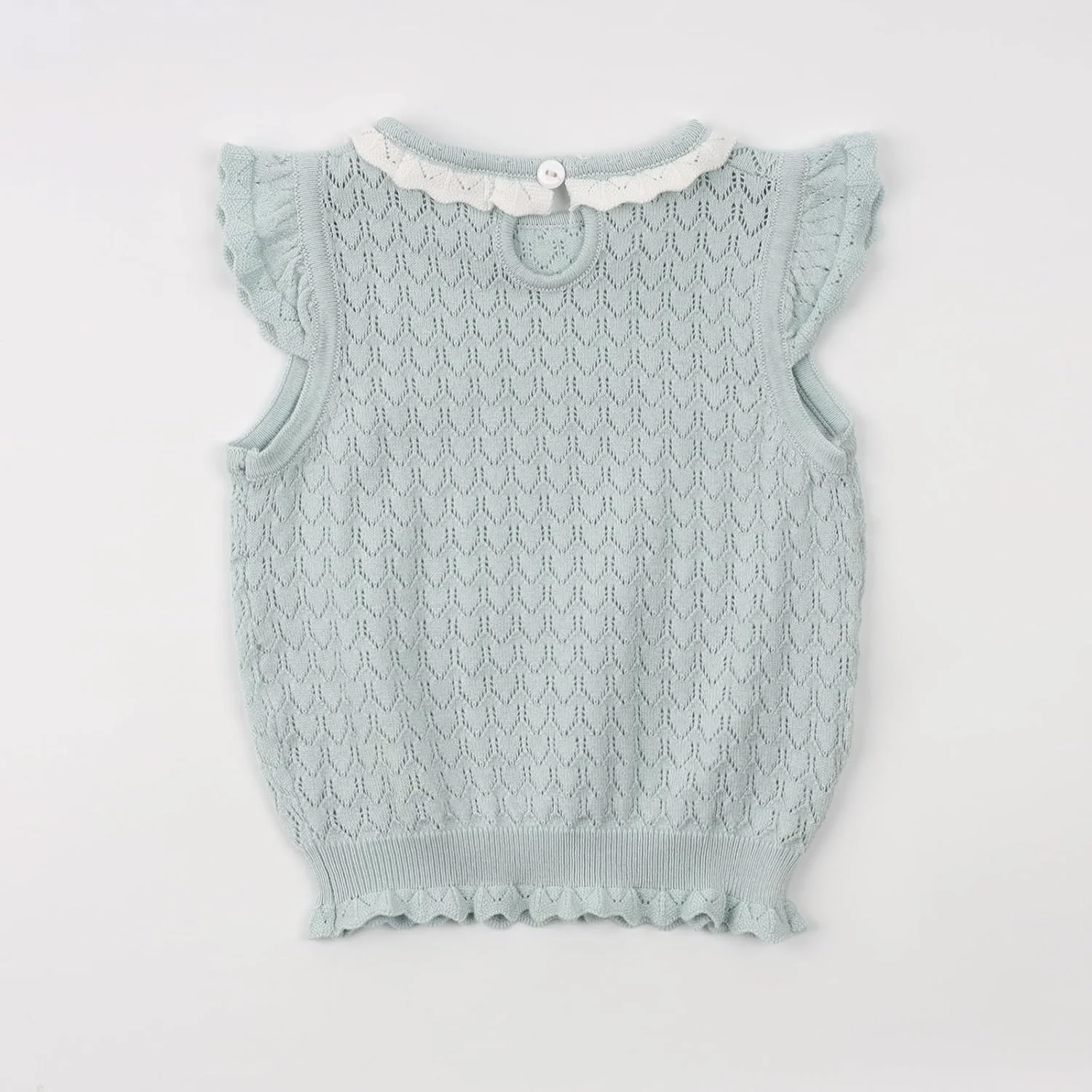 تیشرت بافتنی نازک دخترانه HOOLCHEAN با آستینهای پروانهای و طرح چیندار مناسب بهار و تابستان تیشرت بافتنی نازک دخترانه HOOLCHEAN با آستینهای پروانهای و طرح چیندار مناسب بهار و تابستان