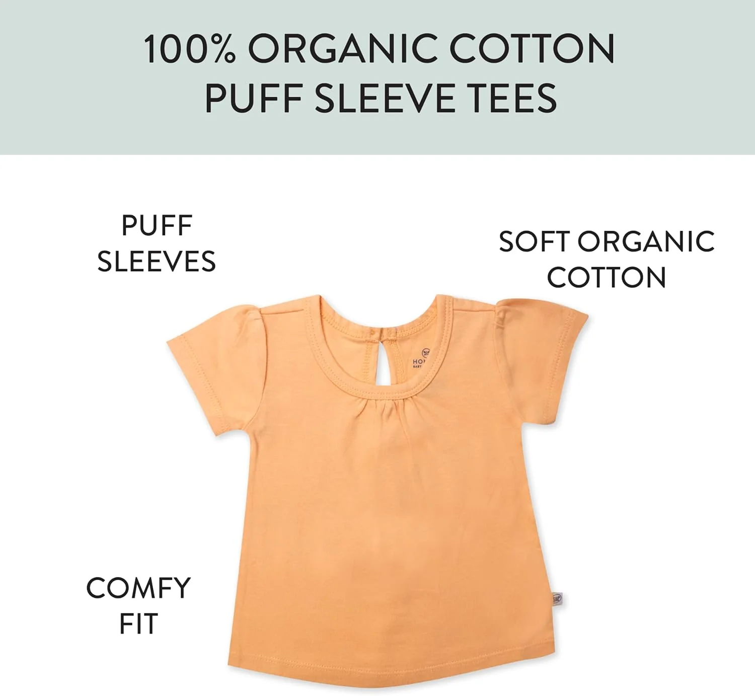 تی‌شرت آستین پفی HonestBaby، بسته‌ی 5 عددی، 100% پنبه ارگانیک، مناسب نوزاد، نوپا، کودک خردسال، دخترانه