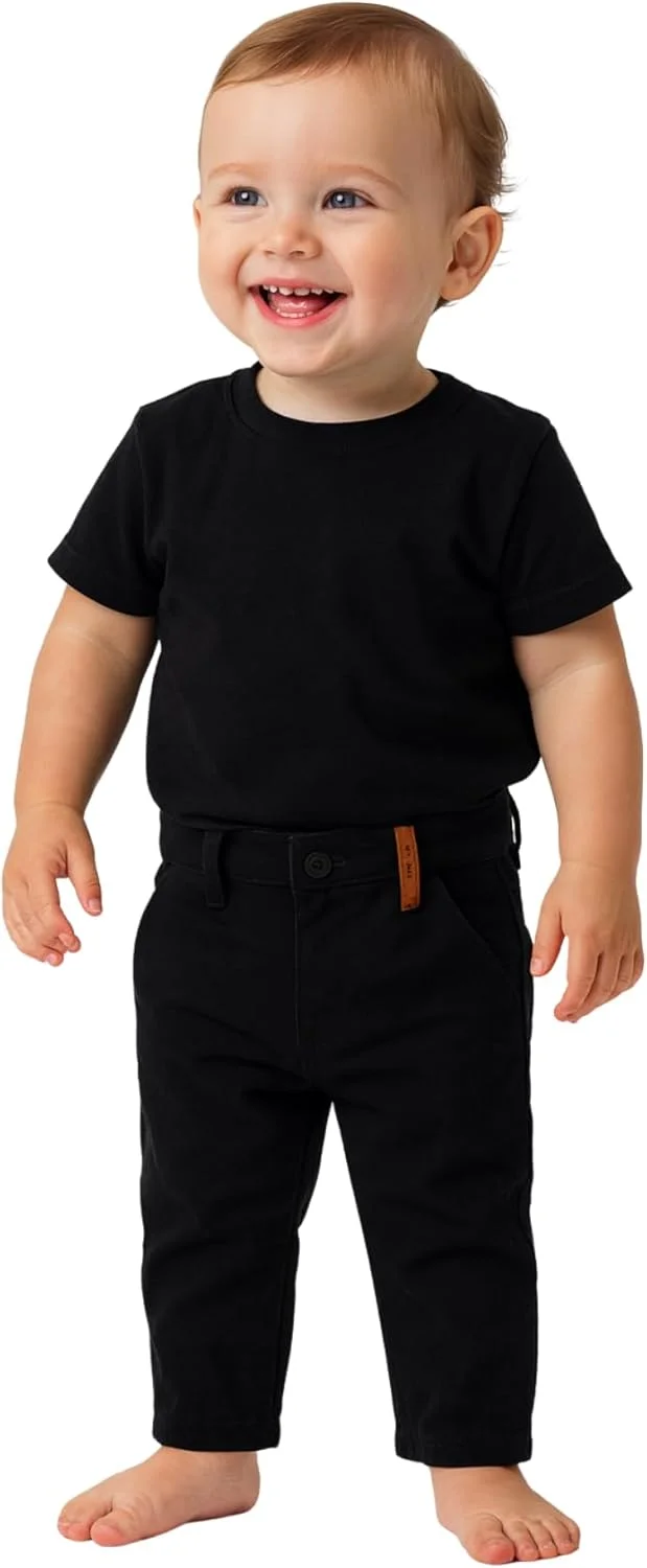 شلوار بافته شده کودک پوپیز مناسب پسران و دختران (3-36 ماه) | 100% پنبه شانه شده | شلوار نرم و تنفسی کودک با رنگ های طبیعی