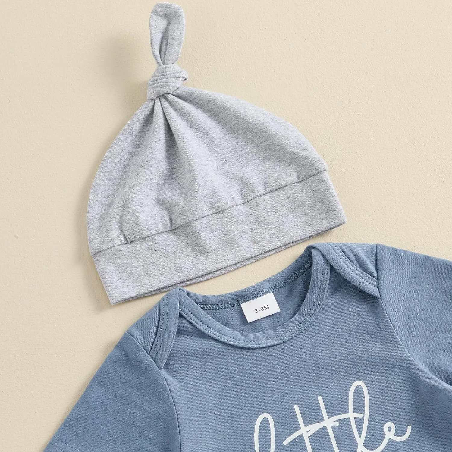 لباس نوزادی پسرانه، تیشرت و رامپر طرح برادر کوچک، ست شلوار بلند و کلاه، لباس تابستانی نوزاد