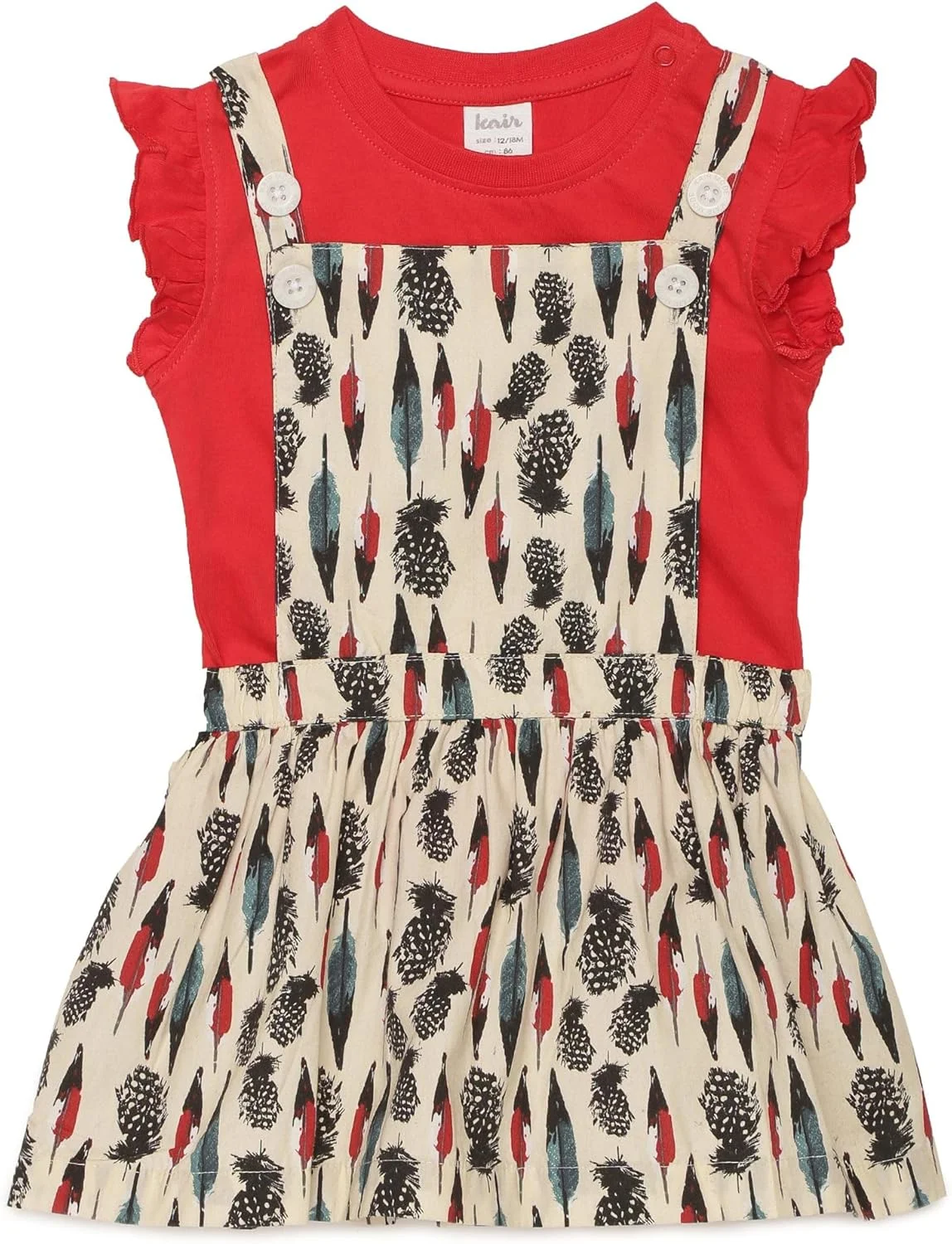 ست پیراهن پیشبندی دخترانه بچه گانه با تیشرت داخلی 2 تکه، دخترانه بچه گانه