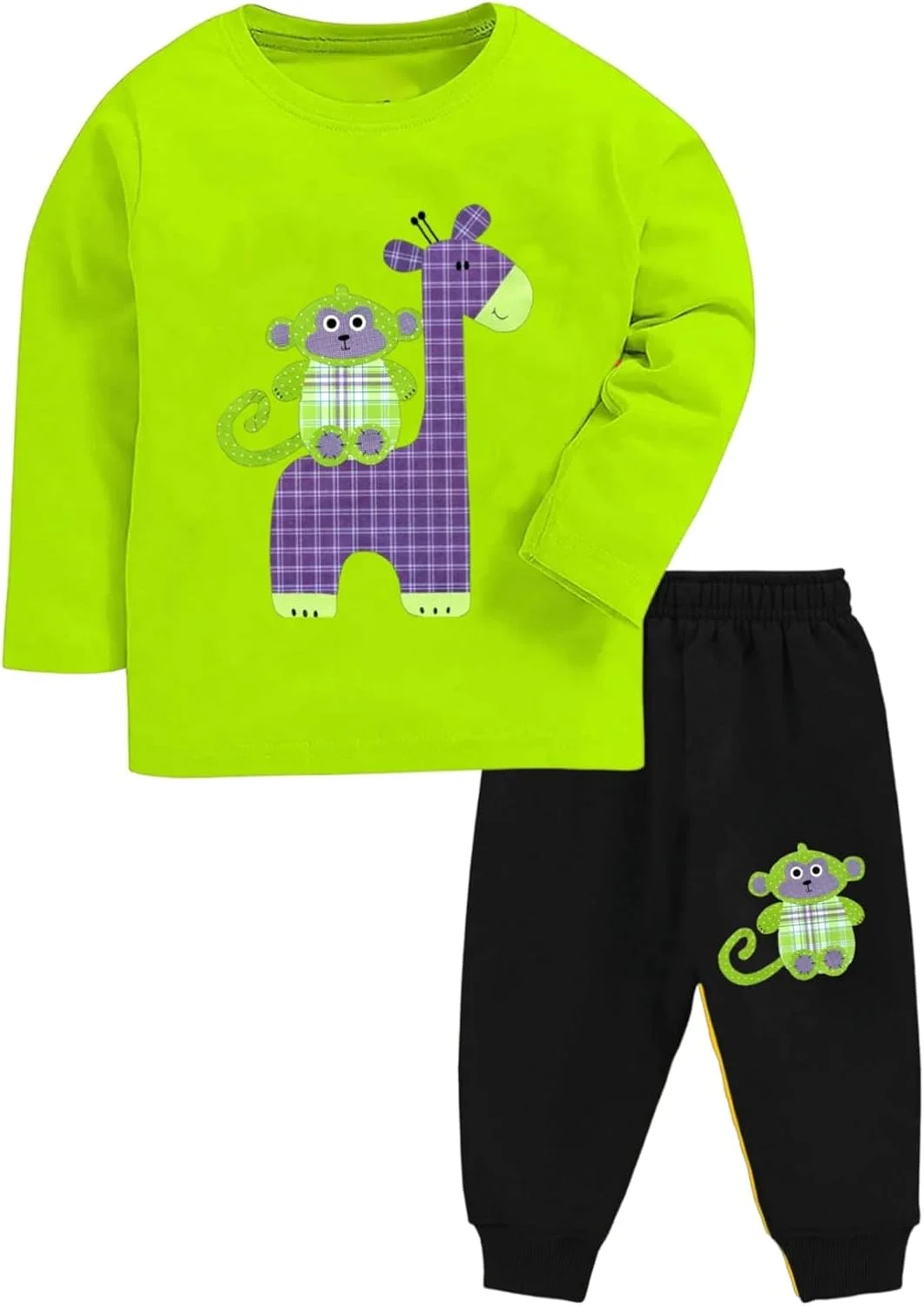 ست لباس پنبه ای طرح دار شیک شامل تیشرت آستین بلند و شلوار راحتی مناسب نوزاد، کودک، پسر و دختر (بسته 3 عددی)