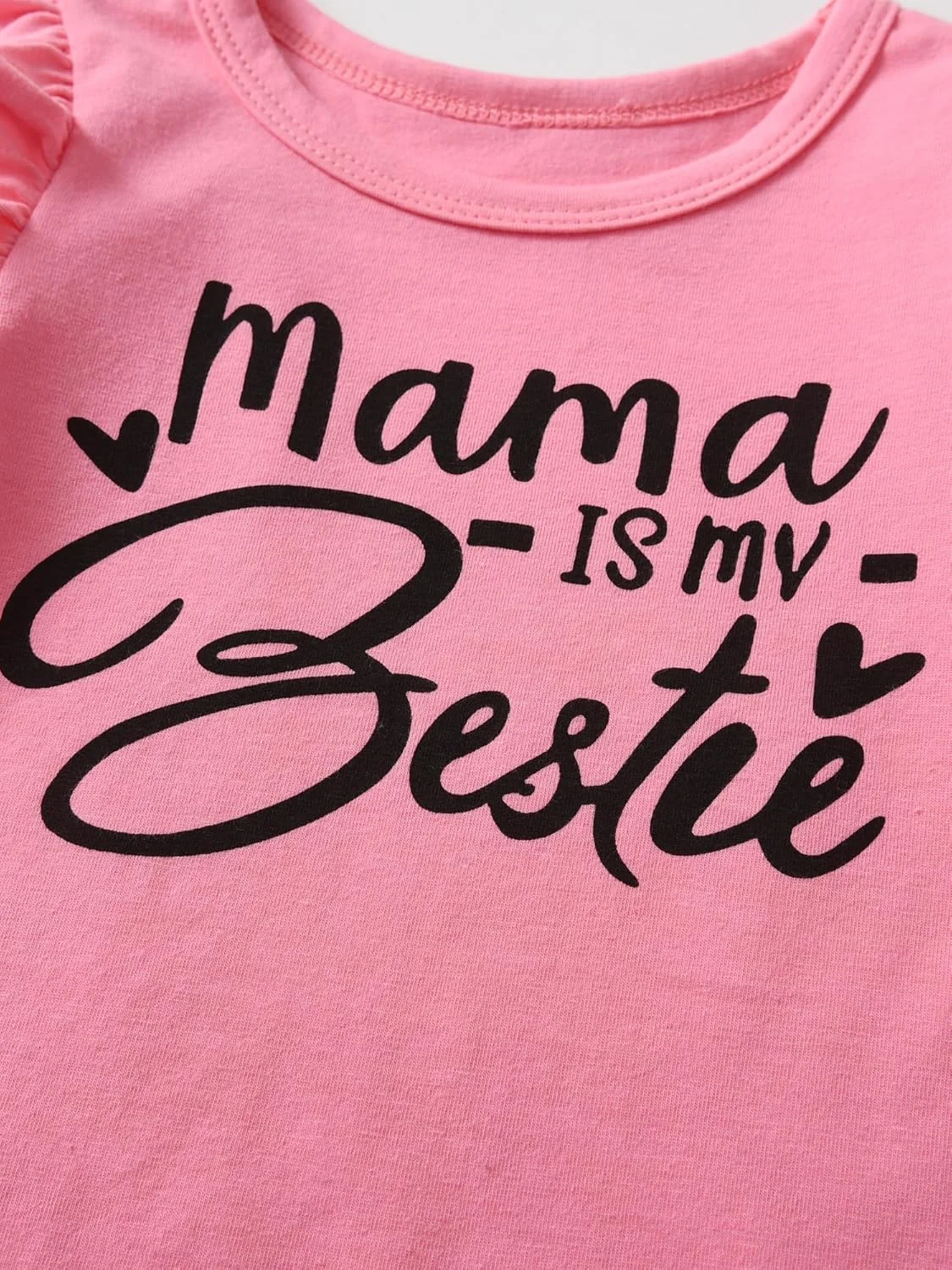 ست لباس ۳ تکه دخترانه شامل تیشرت آستین بلند، شلوار طرح گل و تل مو