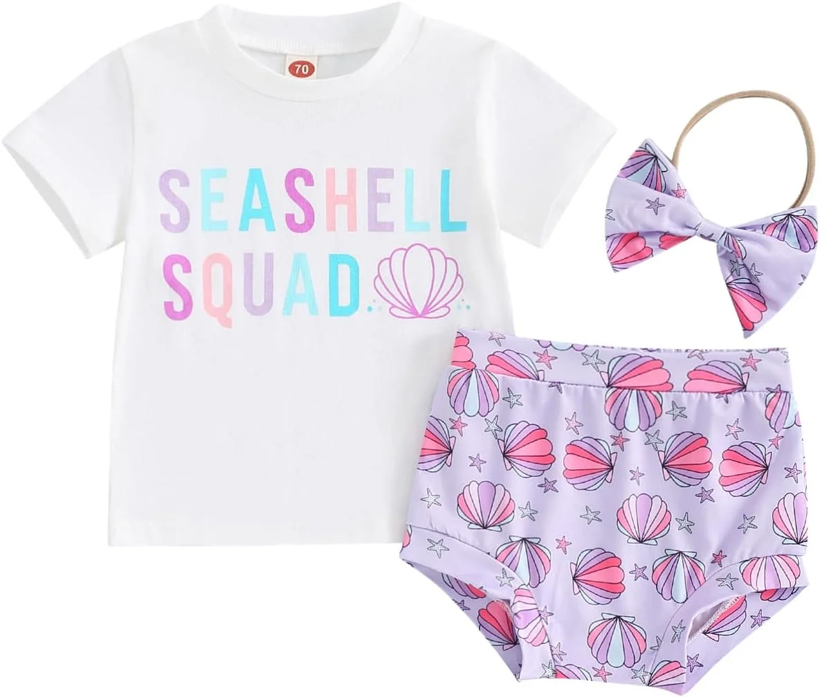 لباس تابستانی نوزاد دخترانه، تیشرت طرح دار + شورت گلدار + هدبند، ست 3 تکه
