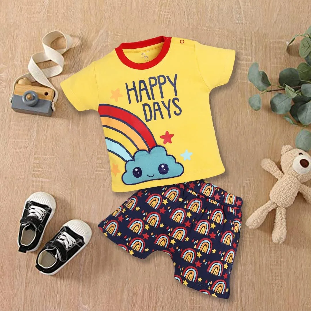 ست تی‌شرت و شلوارک نخی ۱۰۰٪ خالص Baby Go برای پسران