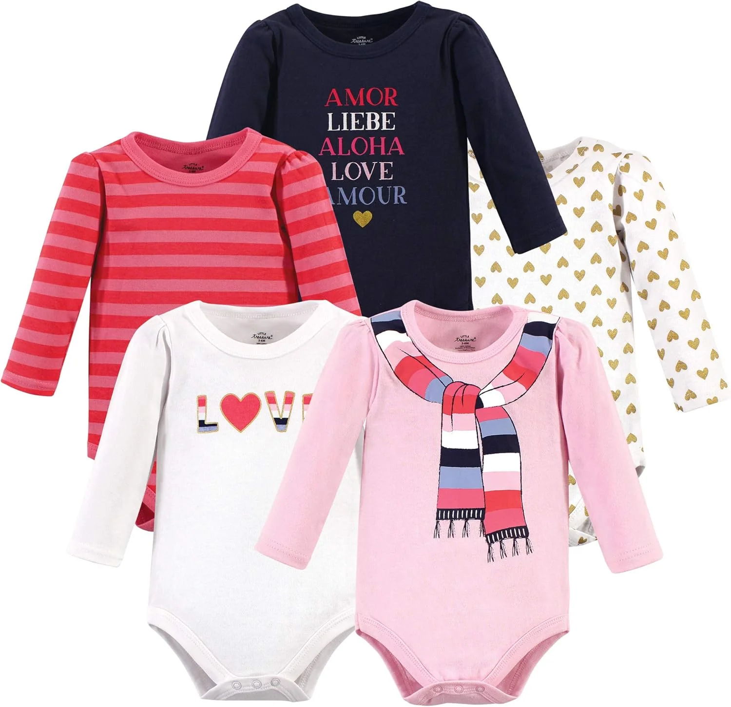 لباس زیر دکمه دار نوزادی Little Treasure، ست تی شرت کودک نوپا، پنبه ای، طرح دار