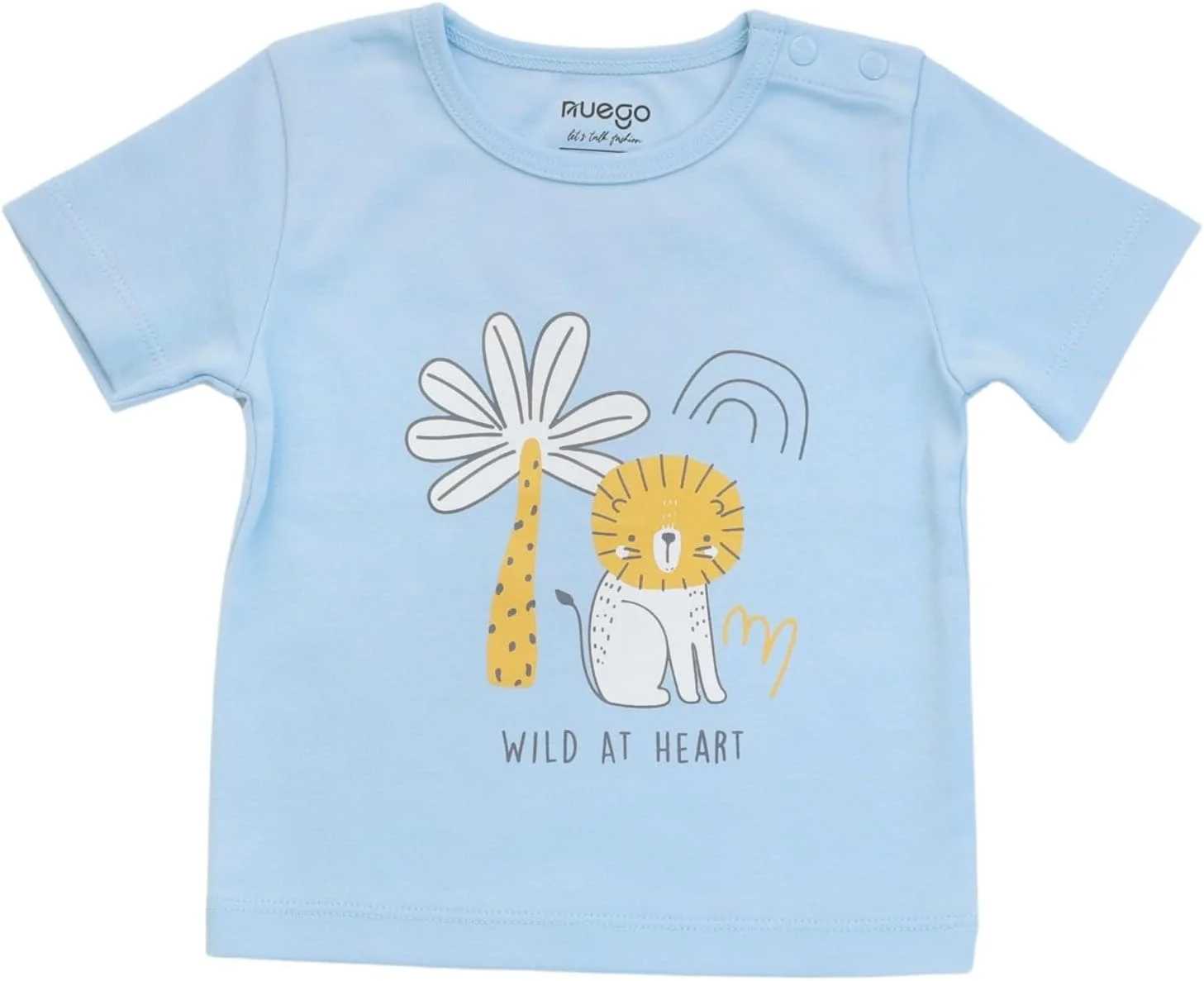 ست سه تایی تی‌شرت نوزادی پسرانه نئوگو، آستین کوتاه، یقه گرد، طرح حیوانات، مناسب نوزادان 0 تا 24 ماه (سفید، قهوه‌ای، آبی روشن)