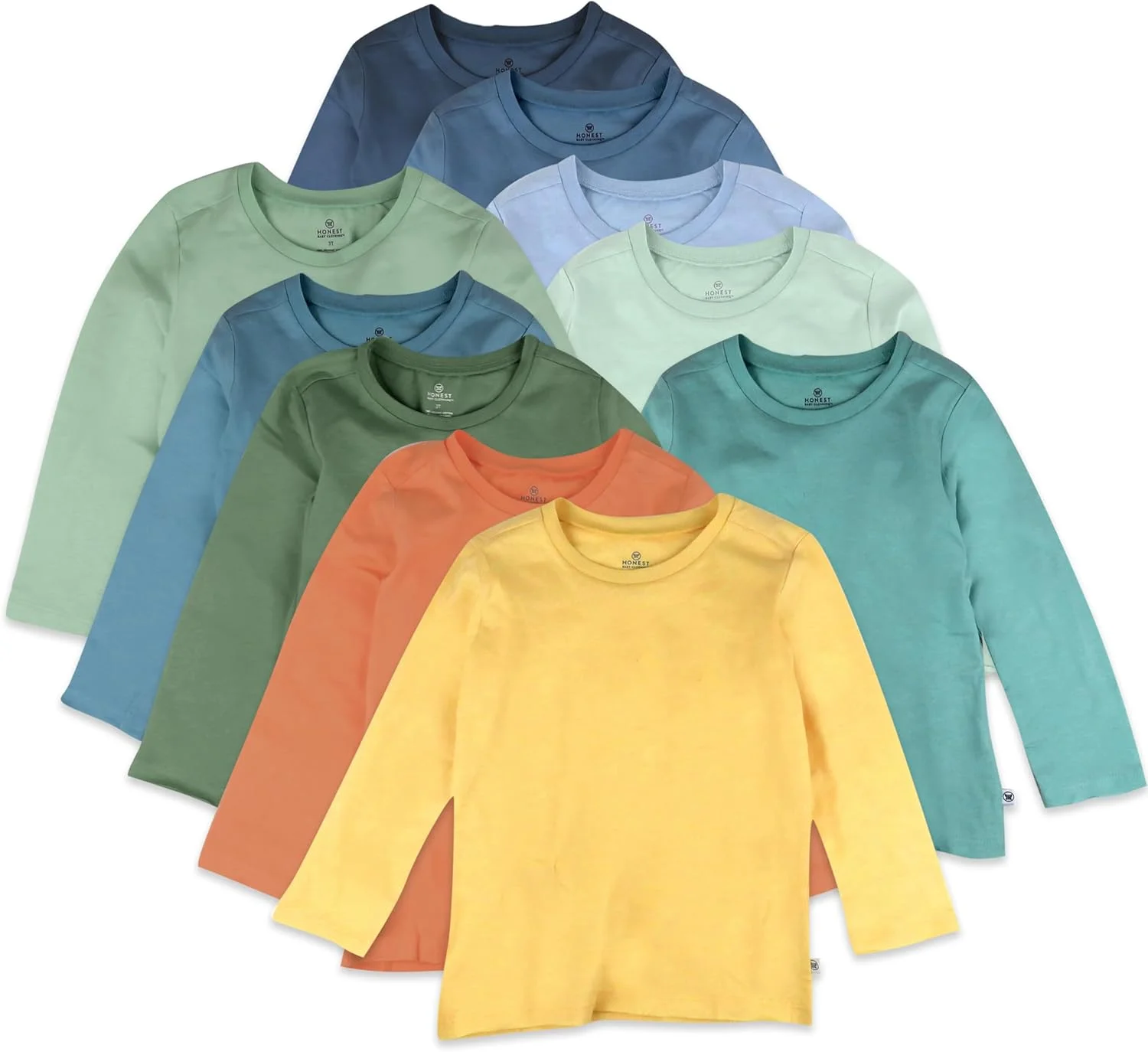 تی شرت آستین بلند 10 عددی پسرانه HonestBaby، 100% پنبه ارگانیک برای کودکان نوپا، پسران، دختران (بسته 10 عددی)