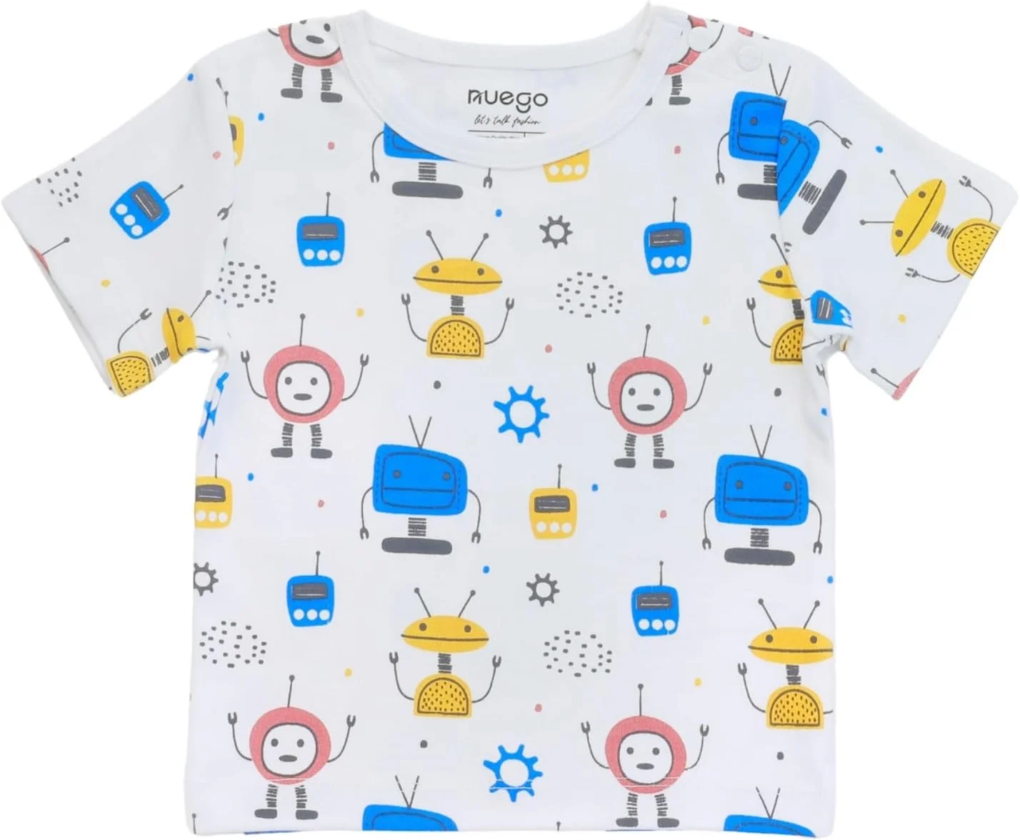 ست تی‌شرت نوزادی پسرانه Nuego، آستین کوتاه، مدل معمولی یقه گرد، تی‌شرت‌های طرح‌دار غیررسمی برای نوزاد پسر 0-24 ماه (سفید، صورتی، زرد) - ست 3 عددی