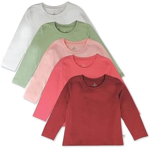 تی‌شرت آستین بلند چندتایی کودک HonestBaby، پنبه ۱۰۰٪ ارگانیک، نوزاد، نوپا، بچه‌های کوچک، پسرانه، دخترانه، یونیسکس