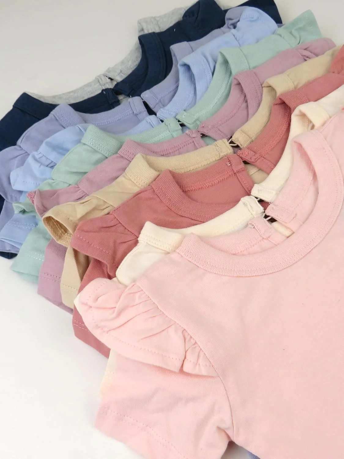 تی‌شرت آستین کوتاه چین‌دار 10 عددی HonestBaby، 100% پنبه ارگانیک، مناسب نوزادان و کودکان نوپا