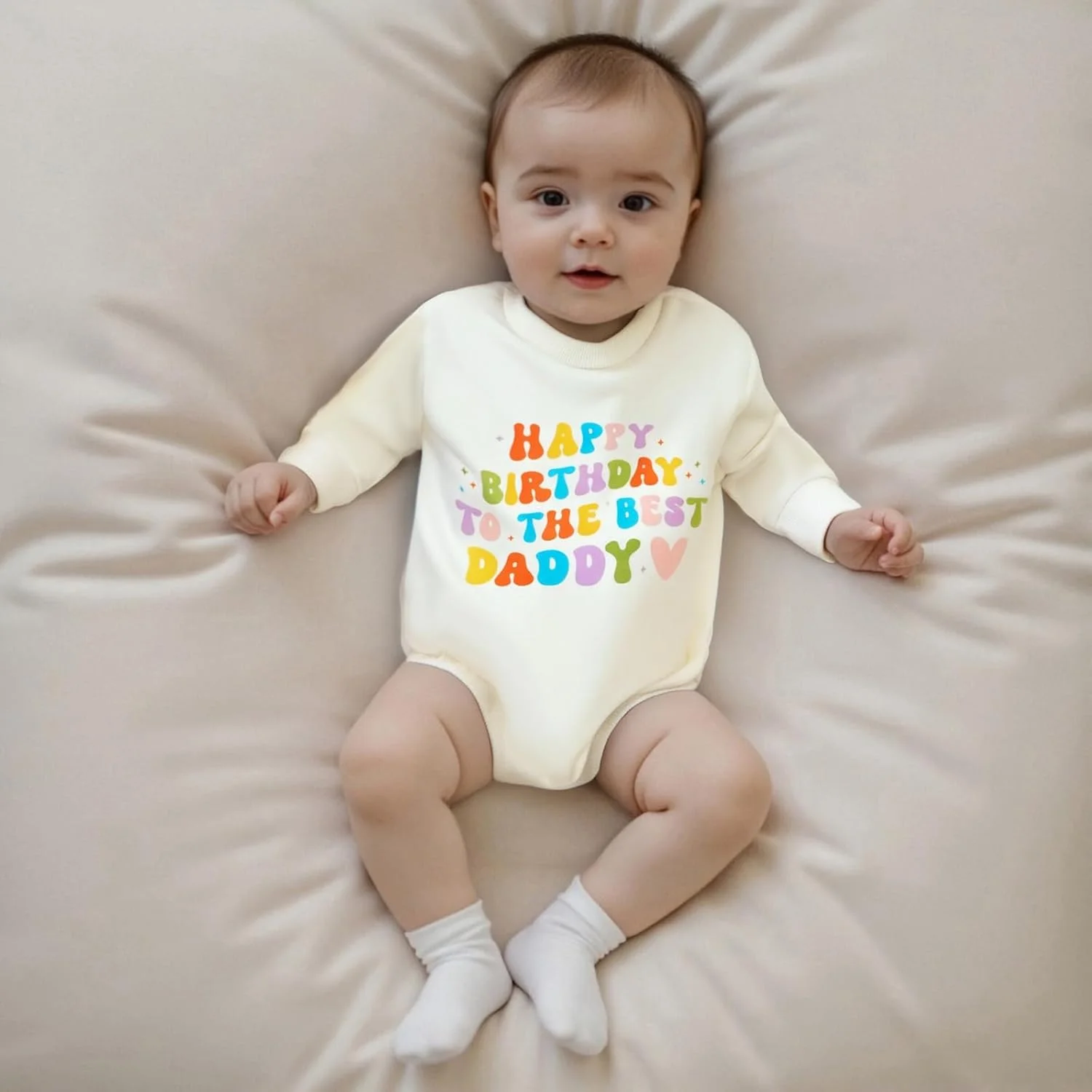 لباس های پاییزی نوزادی دخترانه پسرانه، رامپر، سویشرت، بادی، تی شرت با طرح تولدت مبارک بهترین پدر و مادر