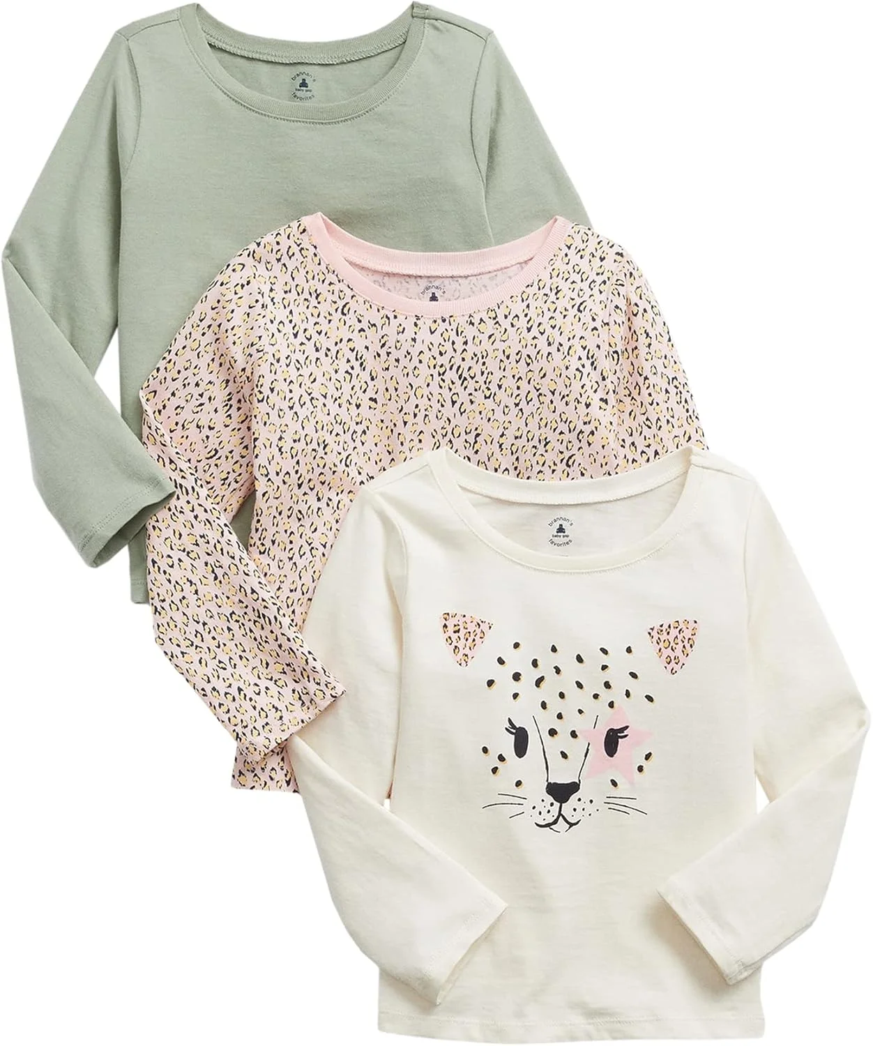 تی شرت آستین بلند دخترانه GAP - بسته 3 عددی