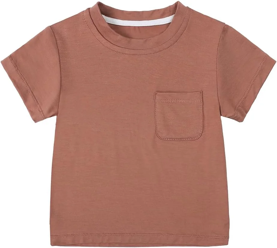 ست 2 عددی تی‌شرت و شلوار نخی بامبو بچه‌گانه، مناسب پسران و دختران، آستین کوتاه، یقه گرد