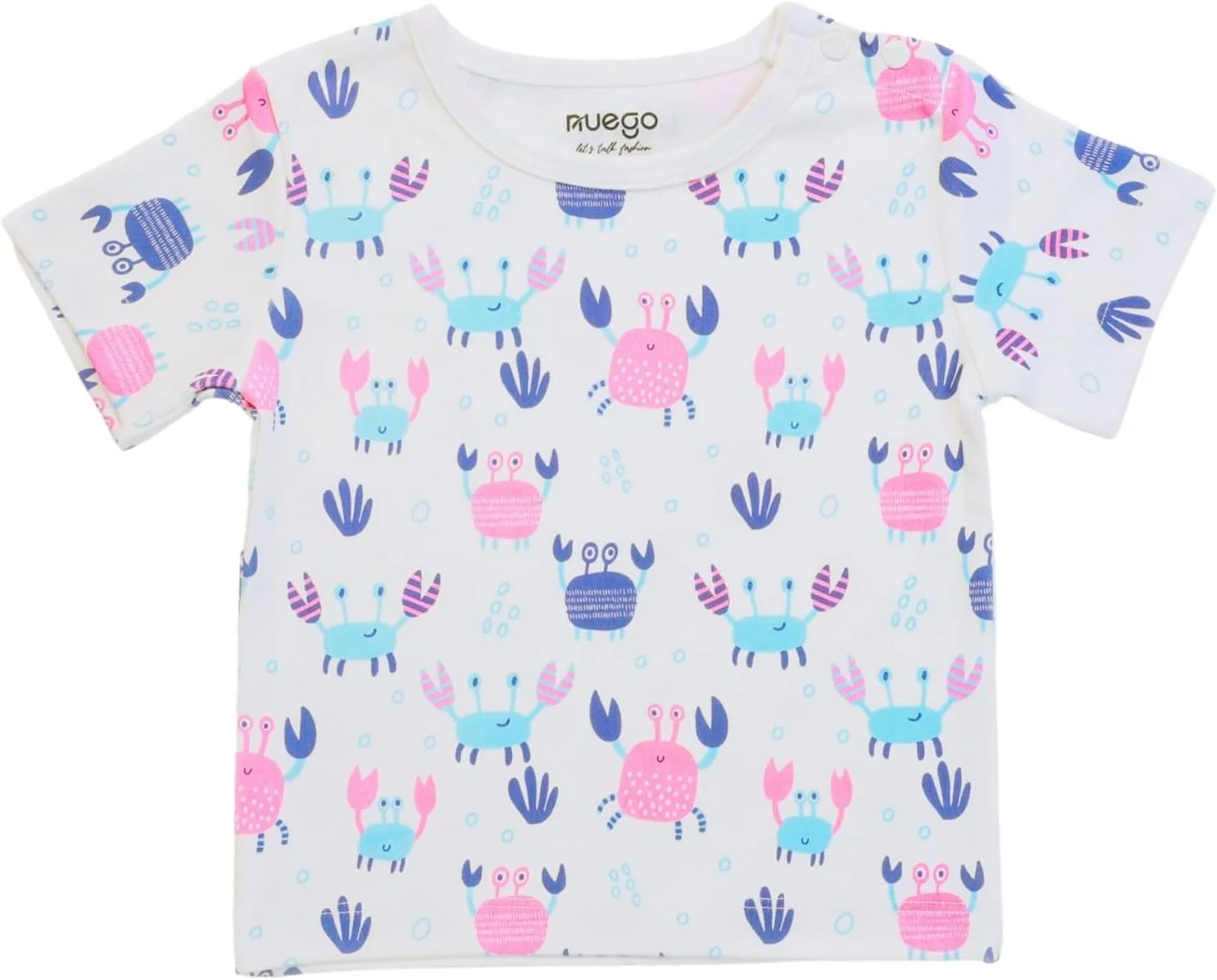 ست سه عددی تی‌شرت نوزادی پسرانه Nuego، آستین کوتاه، یقه گرد، طرح حیوانات مناسب نوزاد 0-24 ماه (سفید، آبی، فیروزه‌ای)