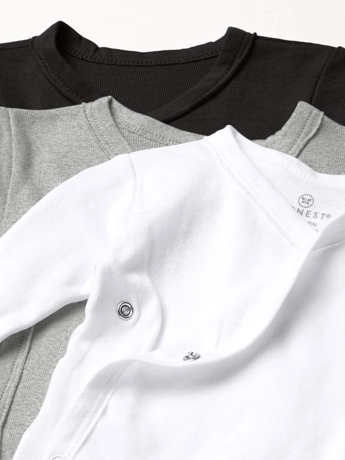 ست سه تایی بلوز آستین بلند نخی ارگانیک دکمه دار کیمونویی نوزاد دخترانه