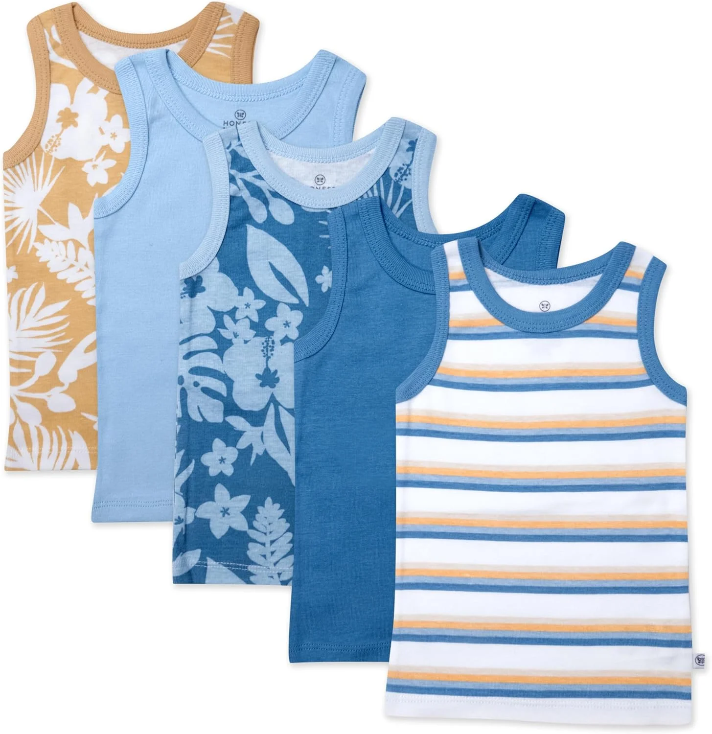 تی‌شرت‌های رکابی چندتایی کودک HonestBaby، پنبه ۱۰۰٪ ارگانیک، مناسب نوزاد، کودک نوپا، پسرانه، دخترانه، یونیسکس