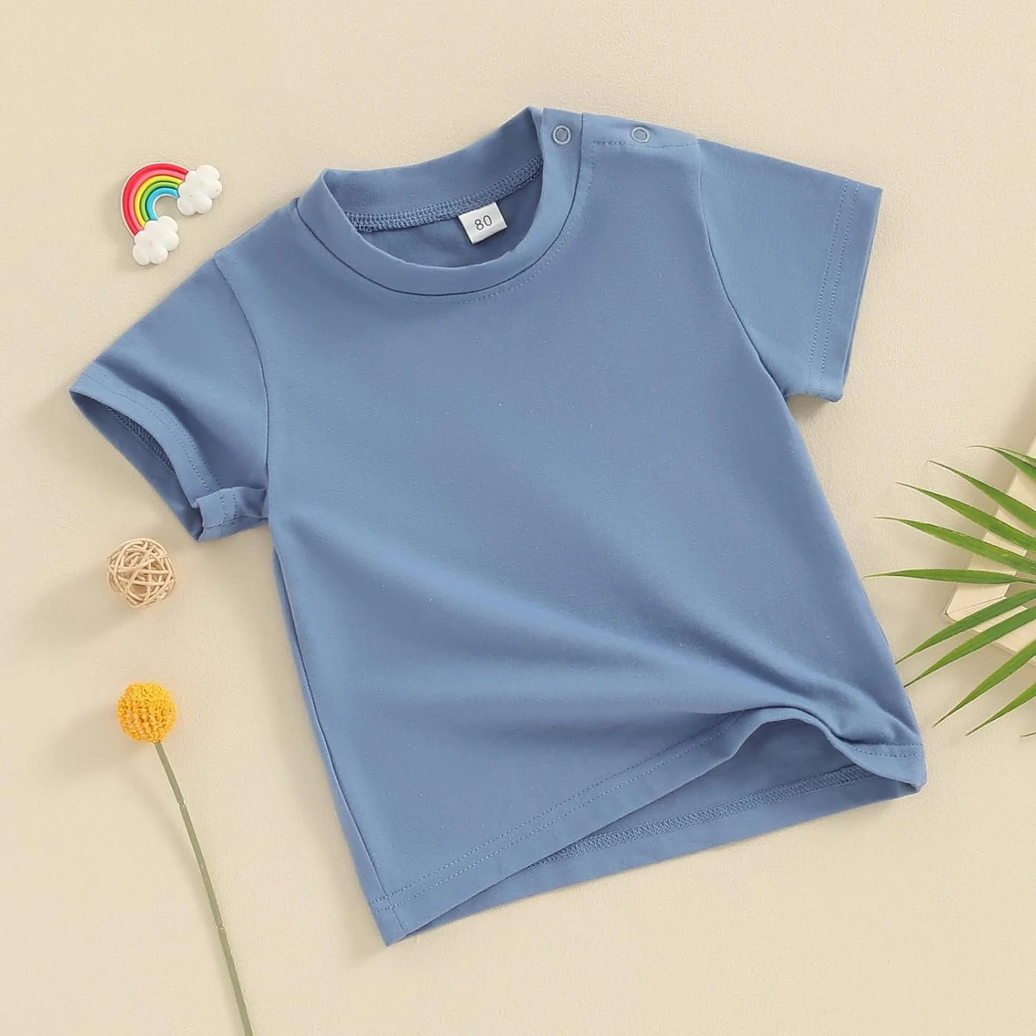 ست 3 عددی تیشرت آستین کوتاه یقه گرد نوزادی پسرانه و دخترانه، لباس های پایه ای و راحت تابستانی