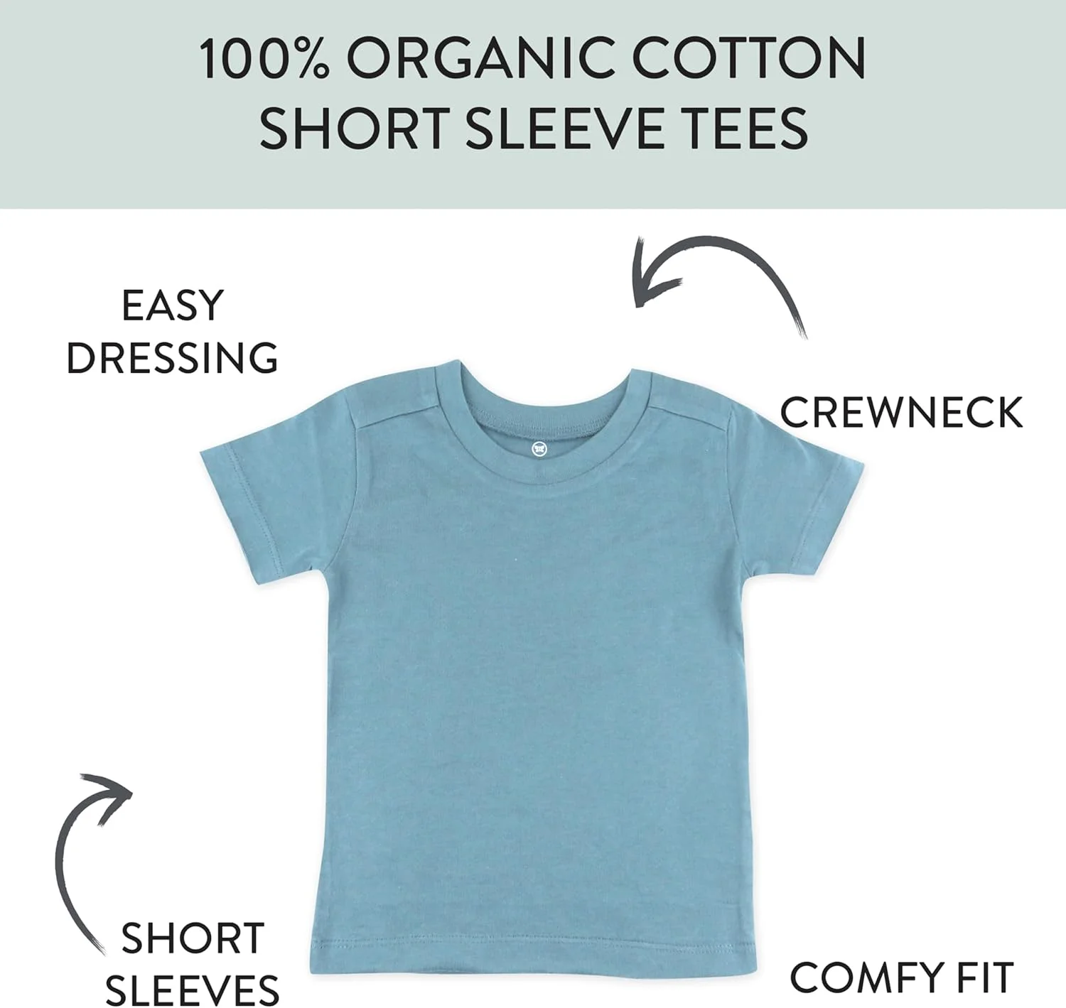 تی شرت آستین کوتاه 5 عددی کودک، نوپا و بچه گانه، پنبه 100% ارگانیک، پسرانه، دخترانه، унисекс
