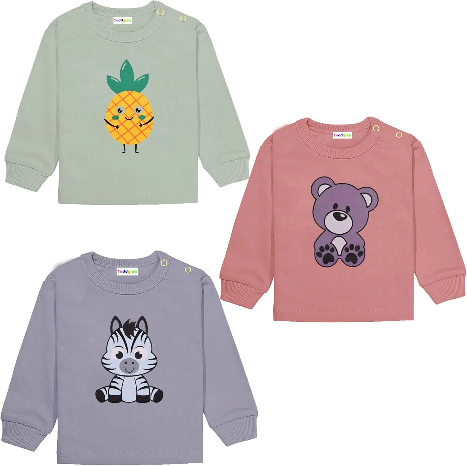 تی شرت های آستین بلند نخی تادلن برای نوزادان پسر و دختر، مدل معمولی | تی شرت های غیر رسمی | بلوز | لباس بچه گانه (فقط تی شرت)