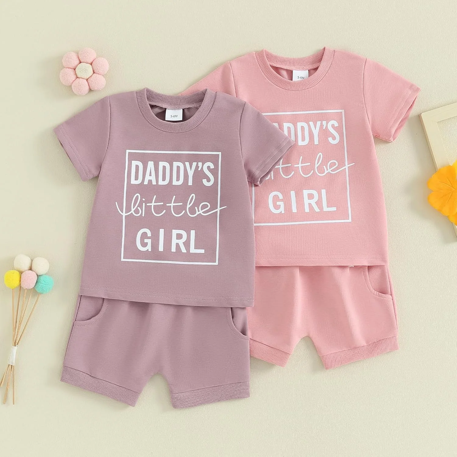 YINGISFITM لباس‌های تابستانی نوزادی دخترانه، تی‌شرت آستین کوتاه و ست شلوارک، لباس‌های غیررسمی و زیبا