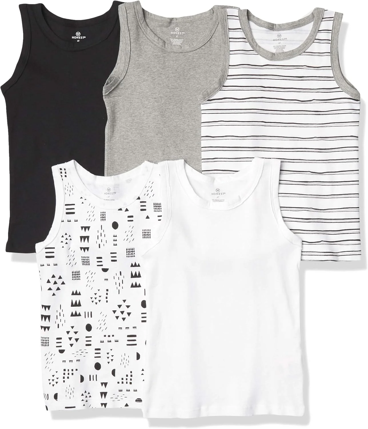 تی‌شرت رکابی نوزادی پسرانه HonestBaby، بسته‌های چندتایی، تاپ رکابی نوزاد و نوپا