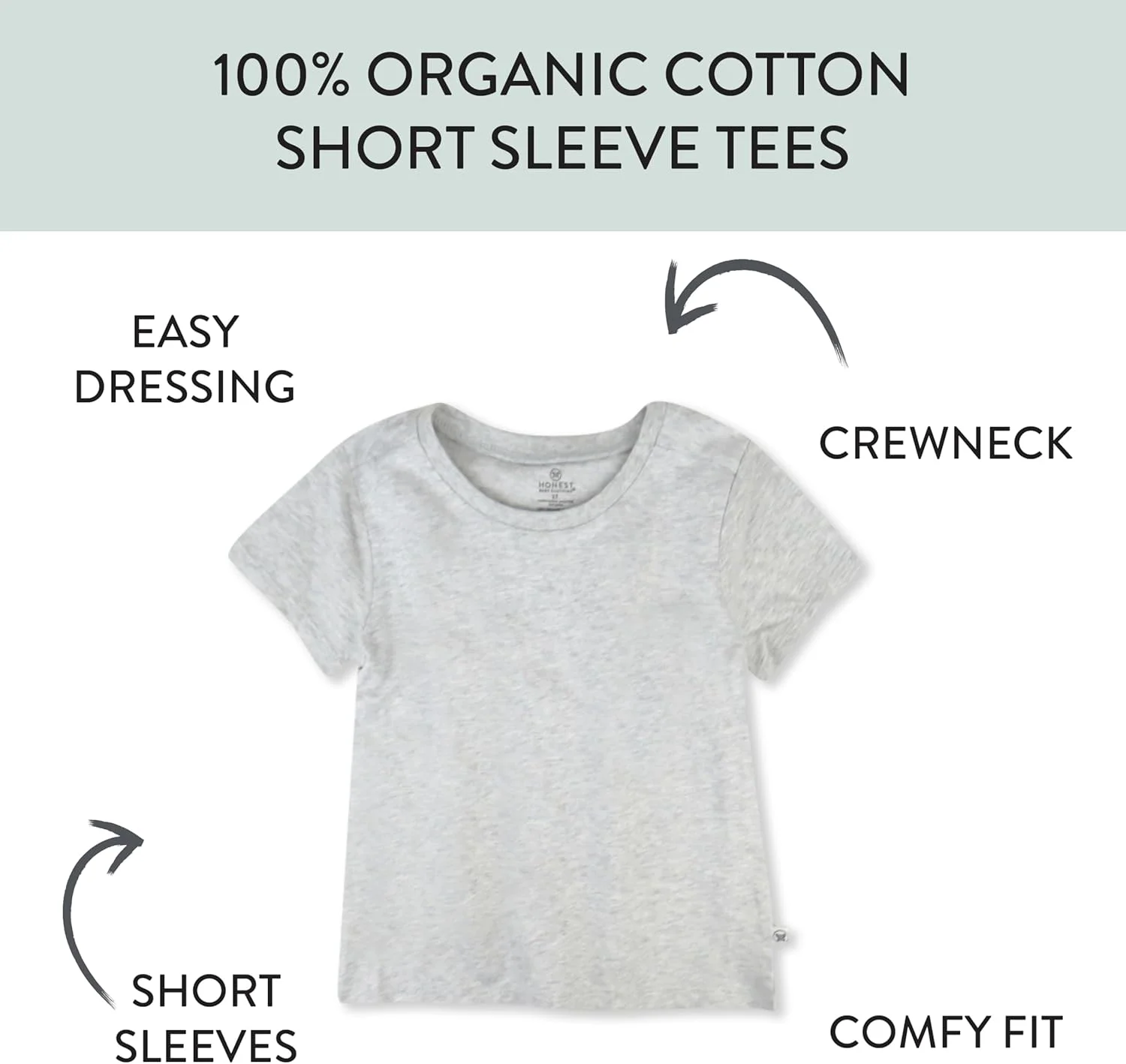 تی‌شرت آستین کوتاه چندتایی HonestBaby، ۱۰۰٪ پنبه ارگانیک، نوزاد، کودک نوپا، بچه‌های کوچک، پسرانه، دخترانه، یونی‌سکس