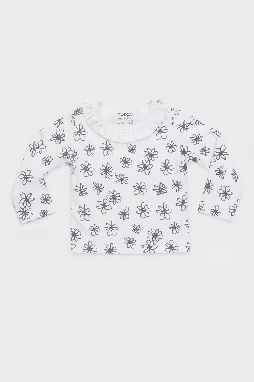 ست لباس دخترانه نوزادی طرح گلدار نئوگو، تیشرت آستین بلند و لگینگ، مناسب برای نوزادان 0-24 ماه (سفید، خاکستری)