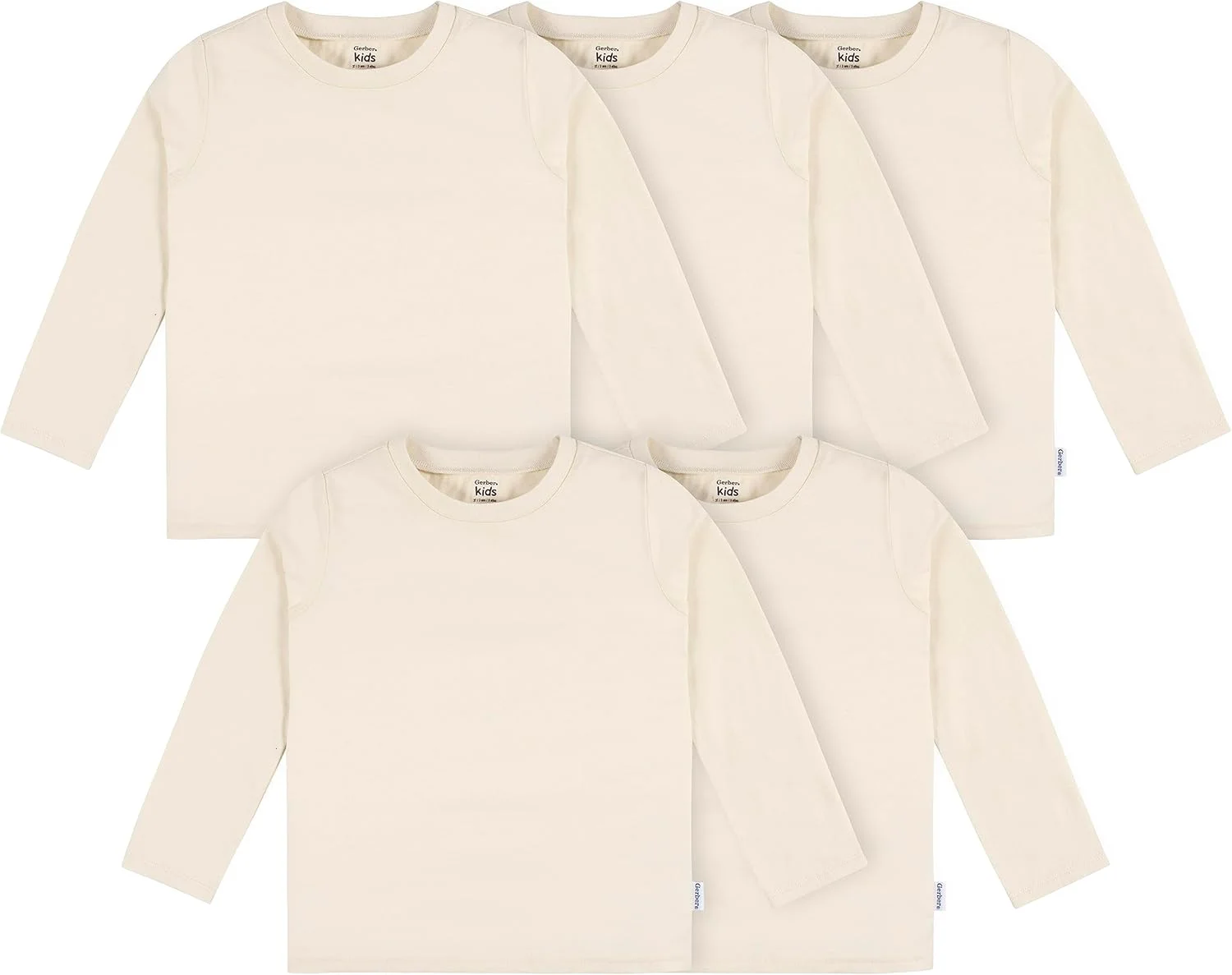 تی‌شرت آستین بلند ساده نوزادی و نوپایی 5 عددی ژربر، بافت جرسی 160 گرمی