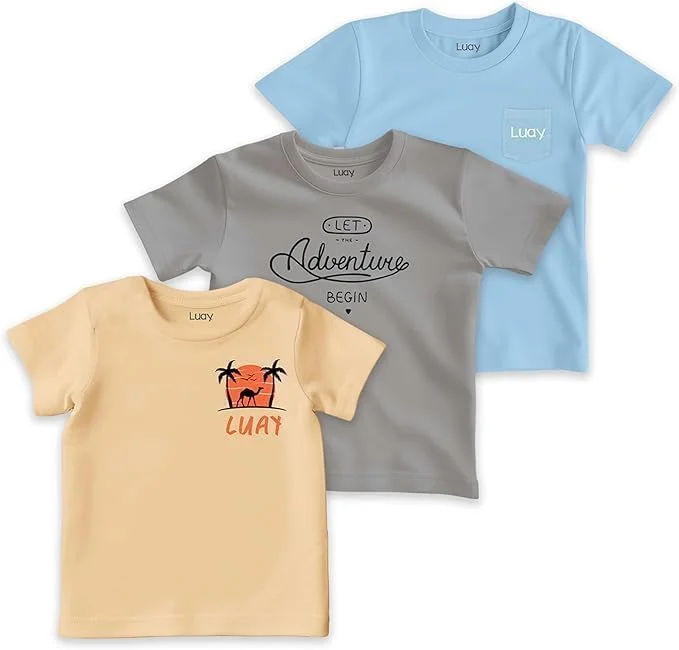 تی‌شرت فوق‌العاده نرم با الیاف 100% بامبو LUAY برای پسران و دختران، آستین کوتاه، مناسب استفاده روزمره کودکان و خردسالان | ایده آل برای زمستان ملایم و تابستان، ارائه دهنده گرما و تنفس پذیری