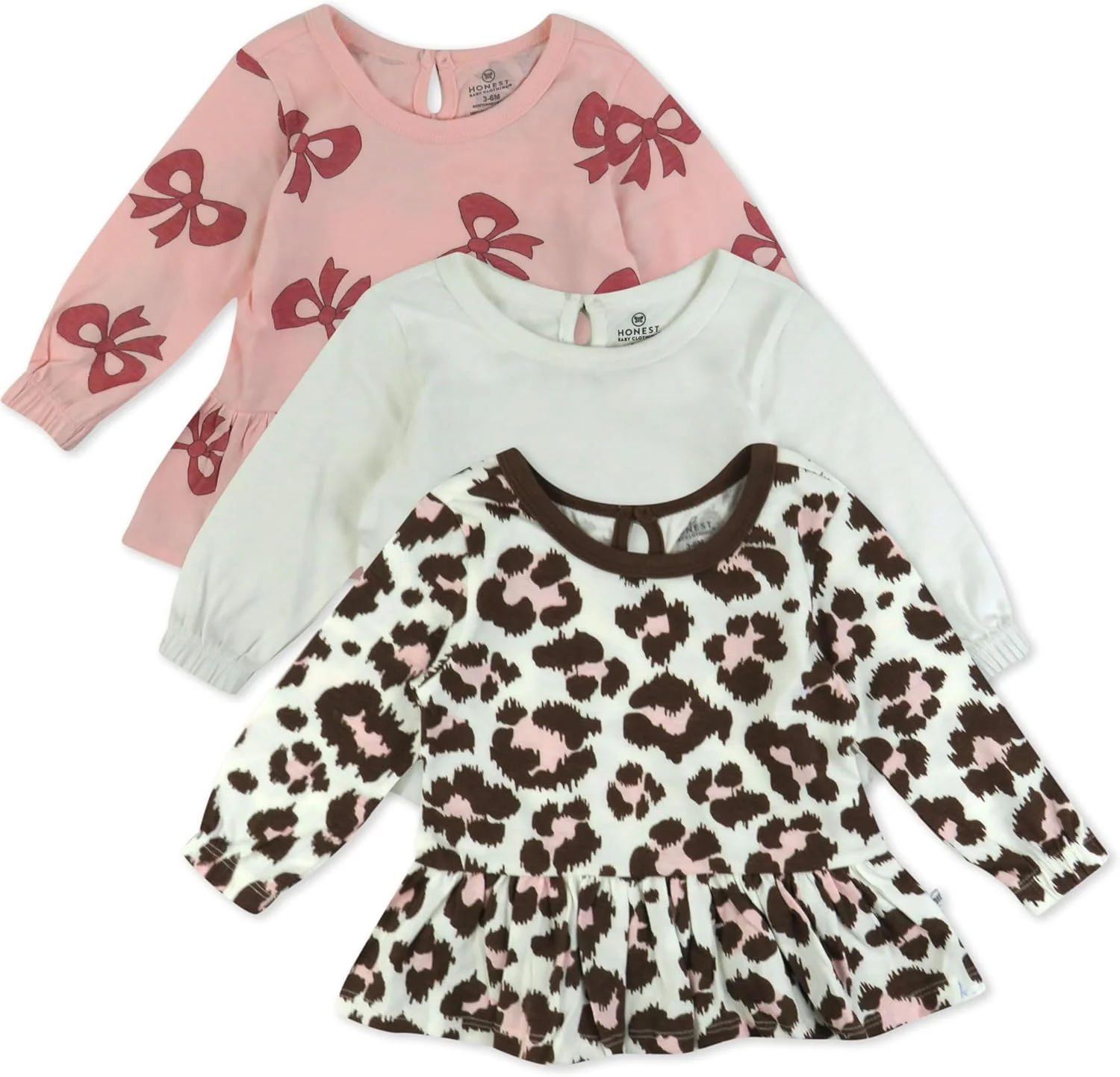 ست سه تایی تی شرت آستین بلند پلوم نوزاد دخترانه HonestBaby، 100% پنبه ارگانیک برای کودکان نوپا، ست سه تایی تی شرت آستین بلند پلوم نوزاد دخترانه HonestBaby، 100% پنبه ارگانیک برای کودکان نوپا، نوزاد دختر (بسته 3 عددی)