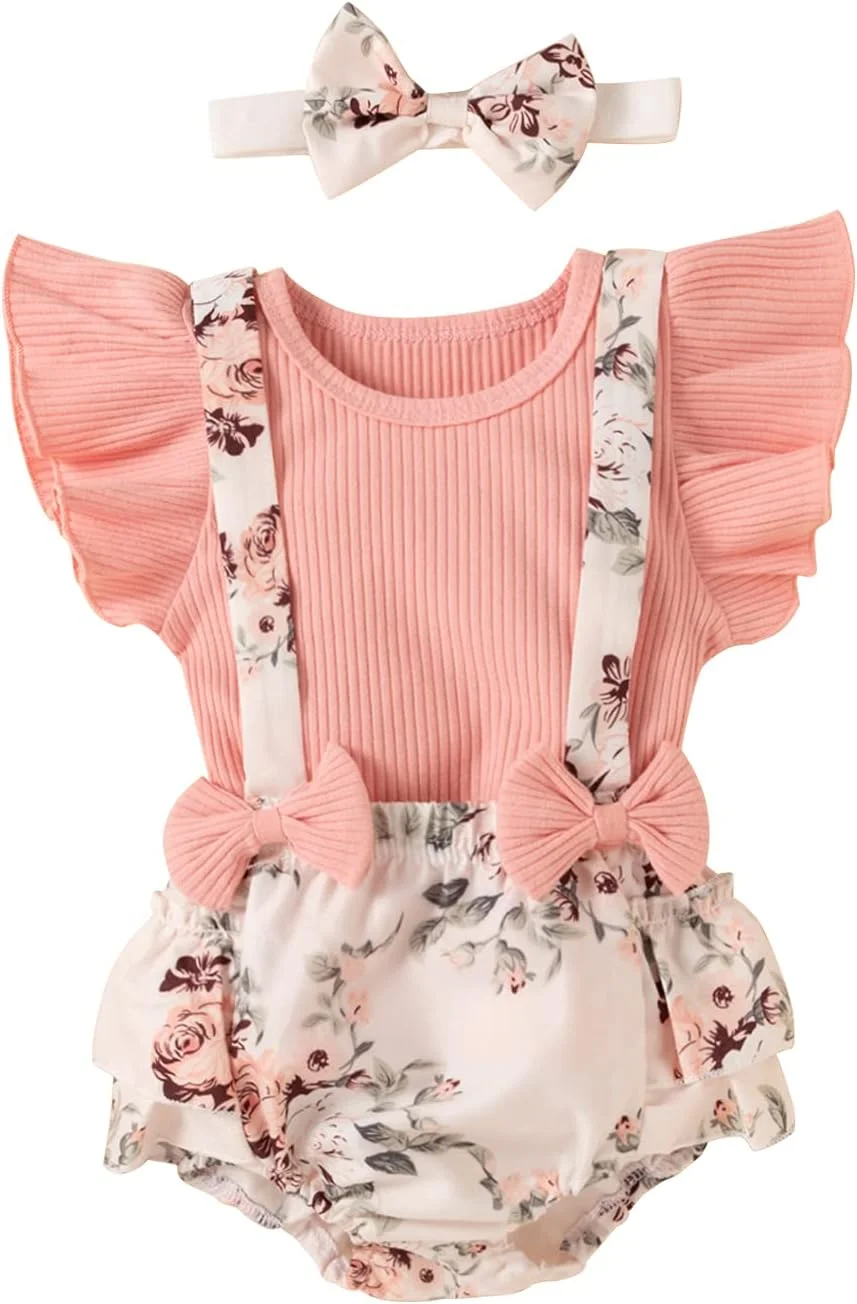 لباس نوزاد دختر، بادی بامزه خواهر کوچک بابا، لباس تابستانی تولد یک سالگی، لباس عکاسی بدو تولد، لباس کودک نوپا، رامپر چین دار نوزادی با هدبند مناسب 18 و 0-3 و 12 ماه