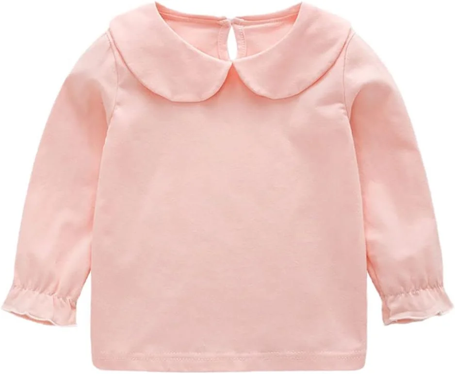 بلوز آستین بلند دخترانه با یقه عروسکی، مناسب کودکان