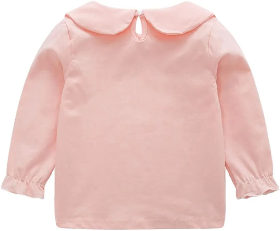 بلوز آستین بلند دخترانه با یقه عروسکی، مناسب کودکان