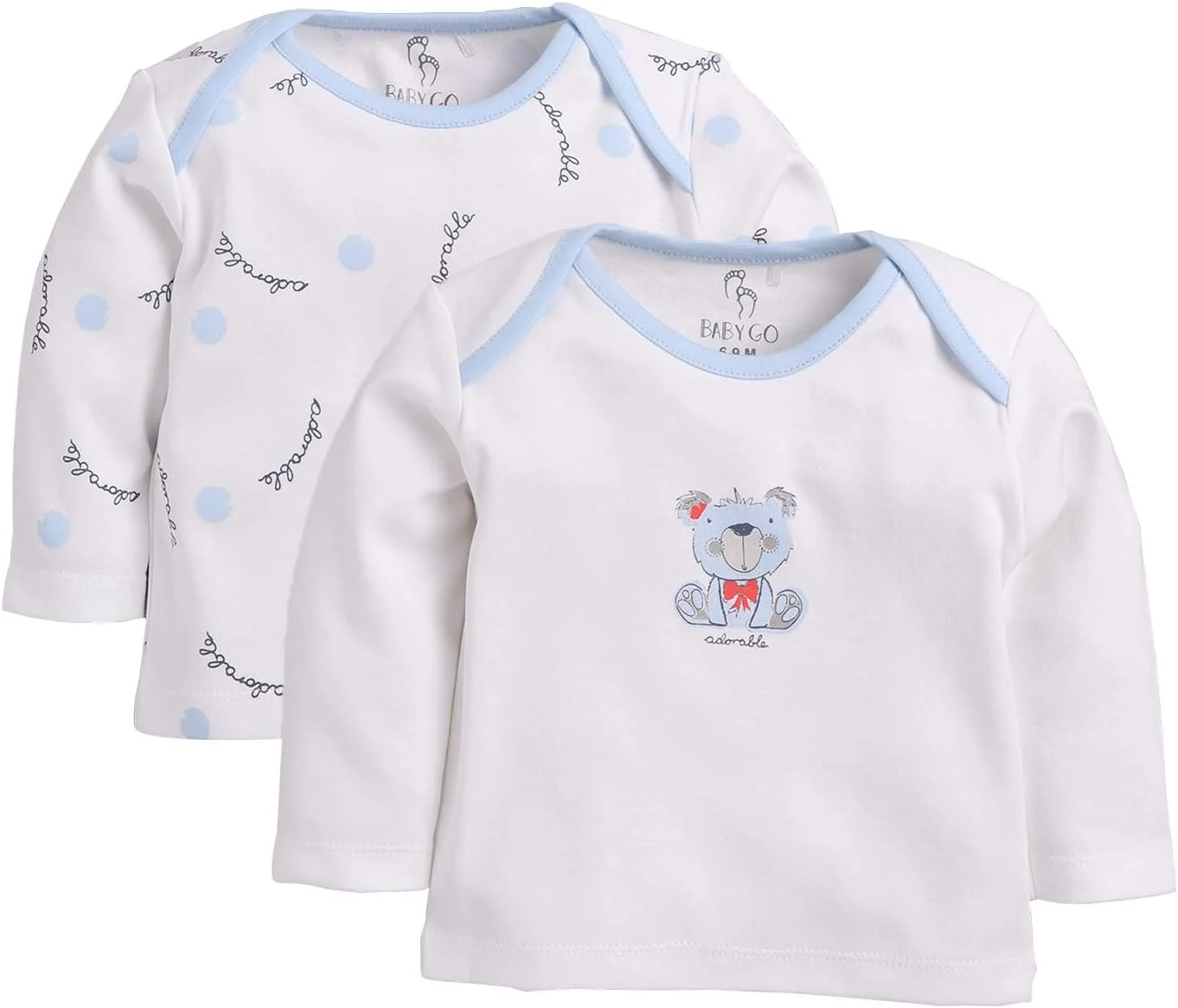 ست تی‌شرت آستین بلند دو عددی پسرانه بیبی گو (پارچه بسیار راحت برای پوست کودک، ست لباس زمستانی، ست ترکیبی، بسته ترکیبی تی‌شرت 2 عددی)