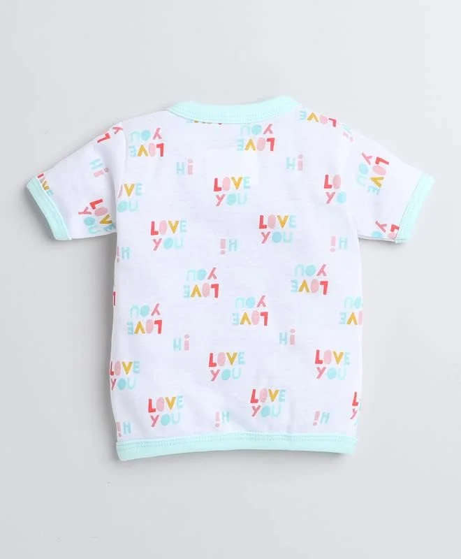 بسته ۳ عددی لباس نوزادی دخترانه آستین کوتاه جلو باز بامزی، سبز و سفید ۸۲۱۲، سایز ۳ تا ۶ ماه