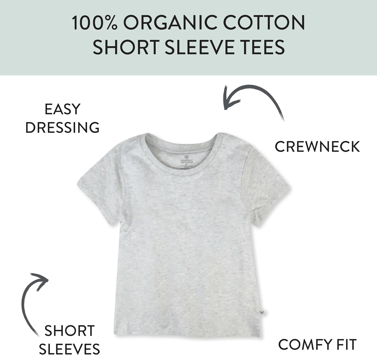 تی‌شرت آستین کوتاه چندتایی HonestBaby، ۱۰۰٪ پنبه ارگانیک، نوزاد، کودک نوپا، پسران و دختران خردسال، یونیسکس