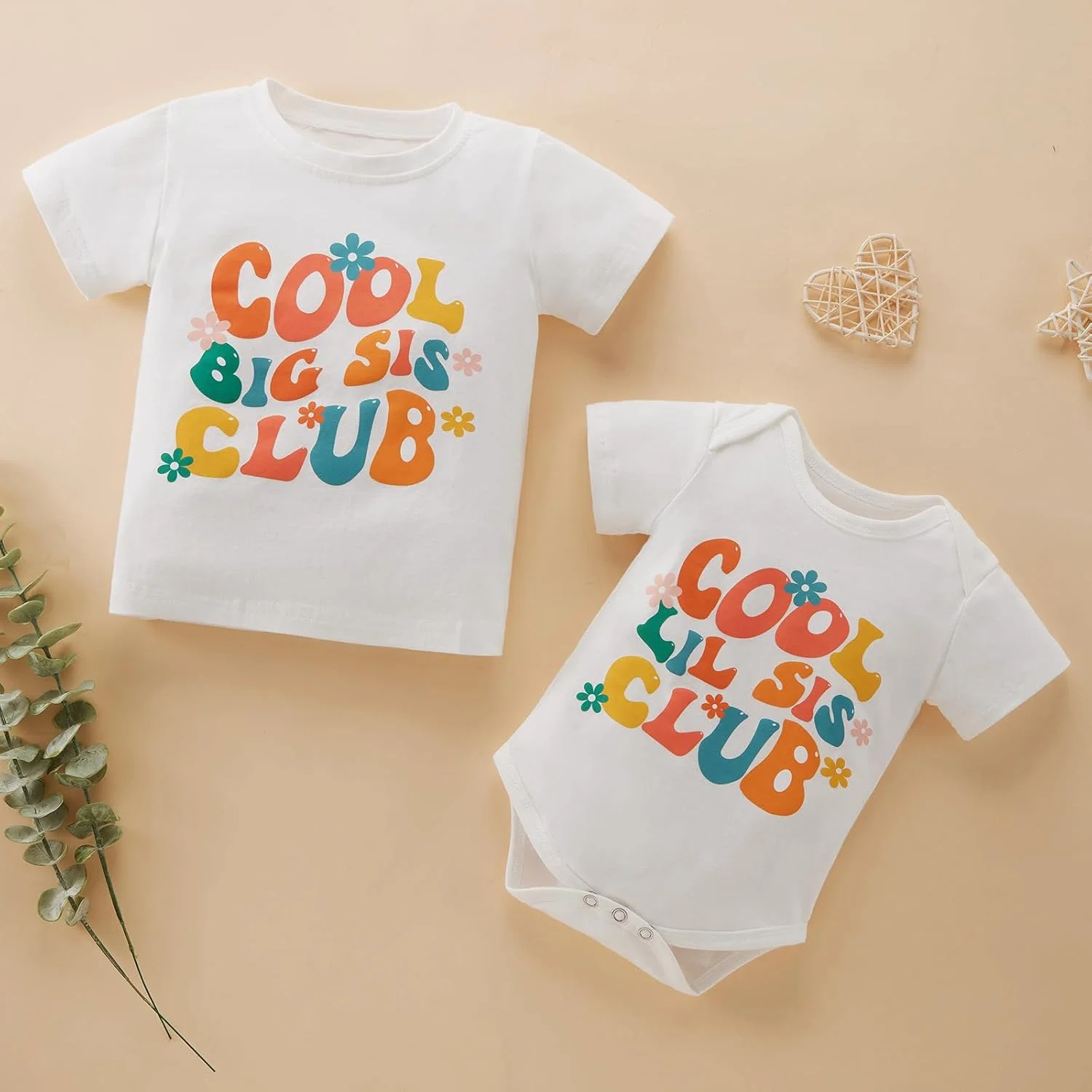 ست تی‌شرت و رامپر خواهرانه میانووبی، طرح تابستانی، آستین کوتاه، پنبه ای